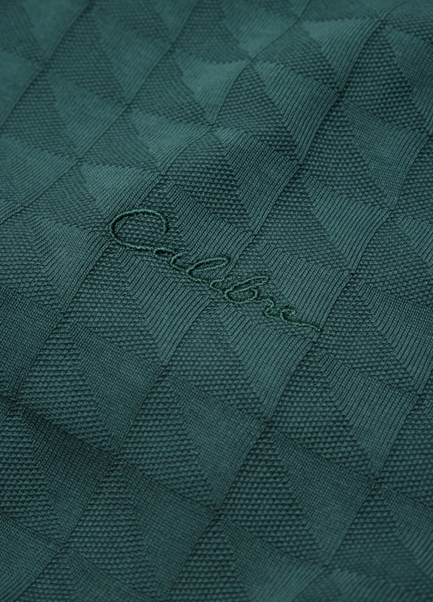 Striped Trim Jacquard T-shirt Sea Green - Image 6