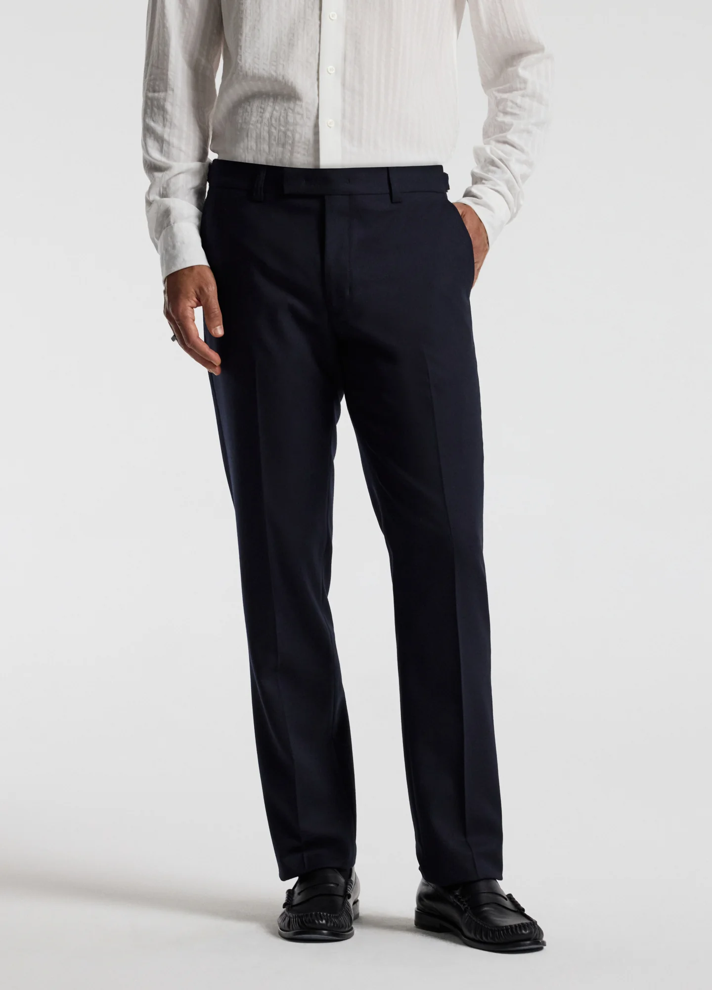 Tab Detail Wool Pants Navy - Image 3