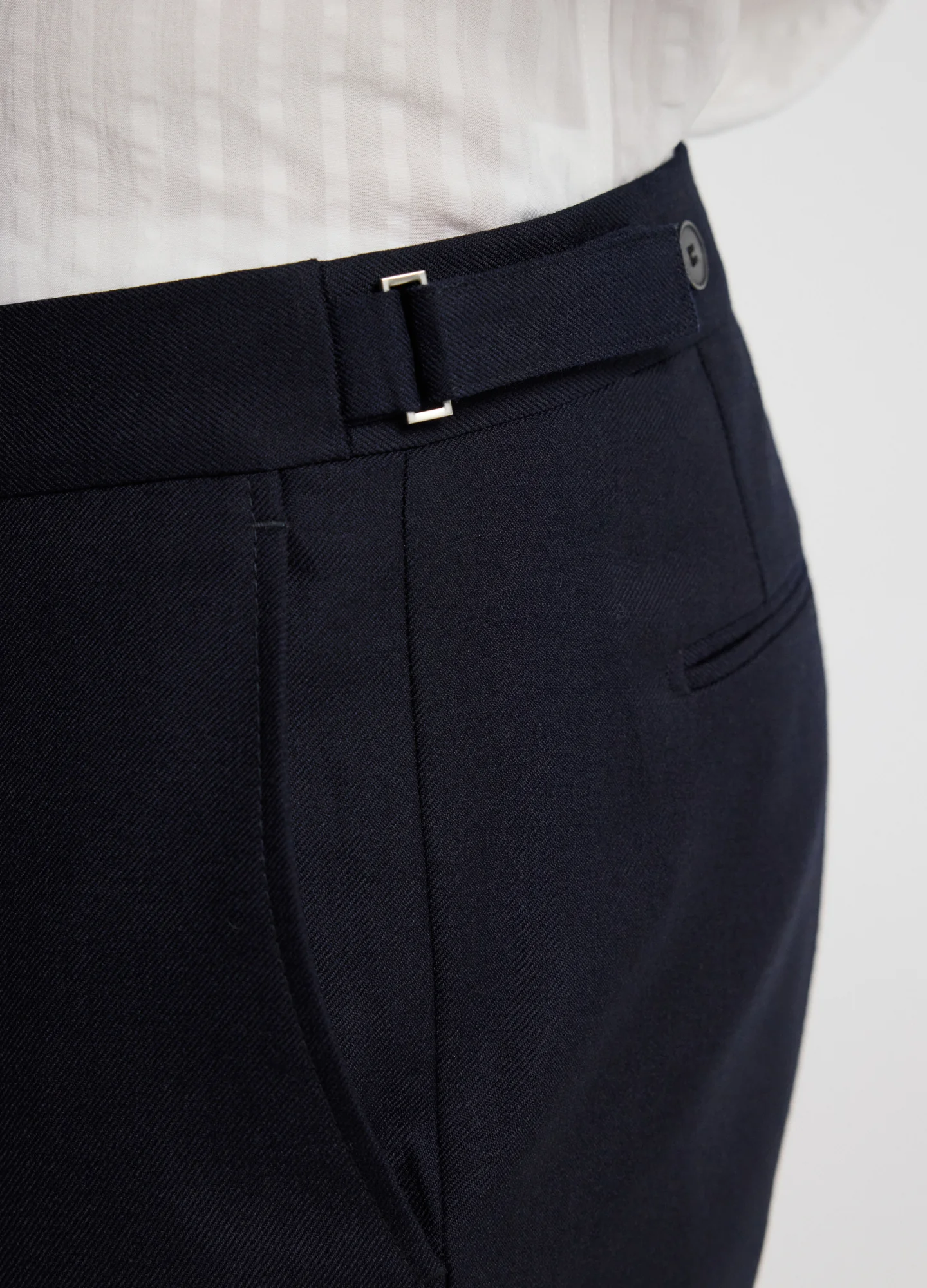 Tab Detail Wool Pants Navy - Image 4