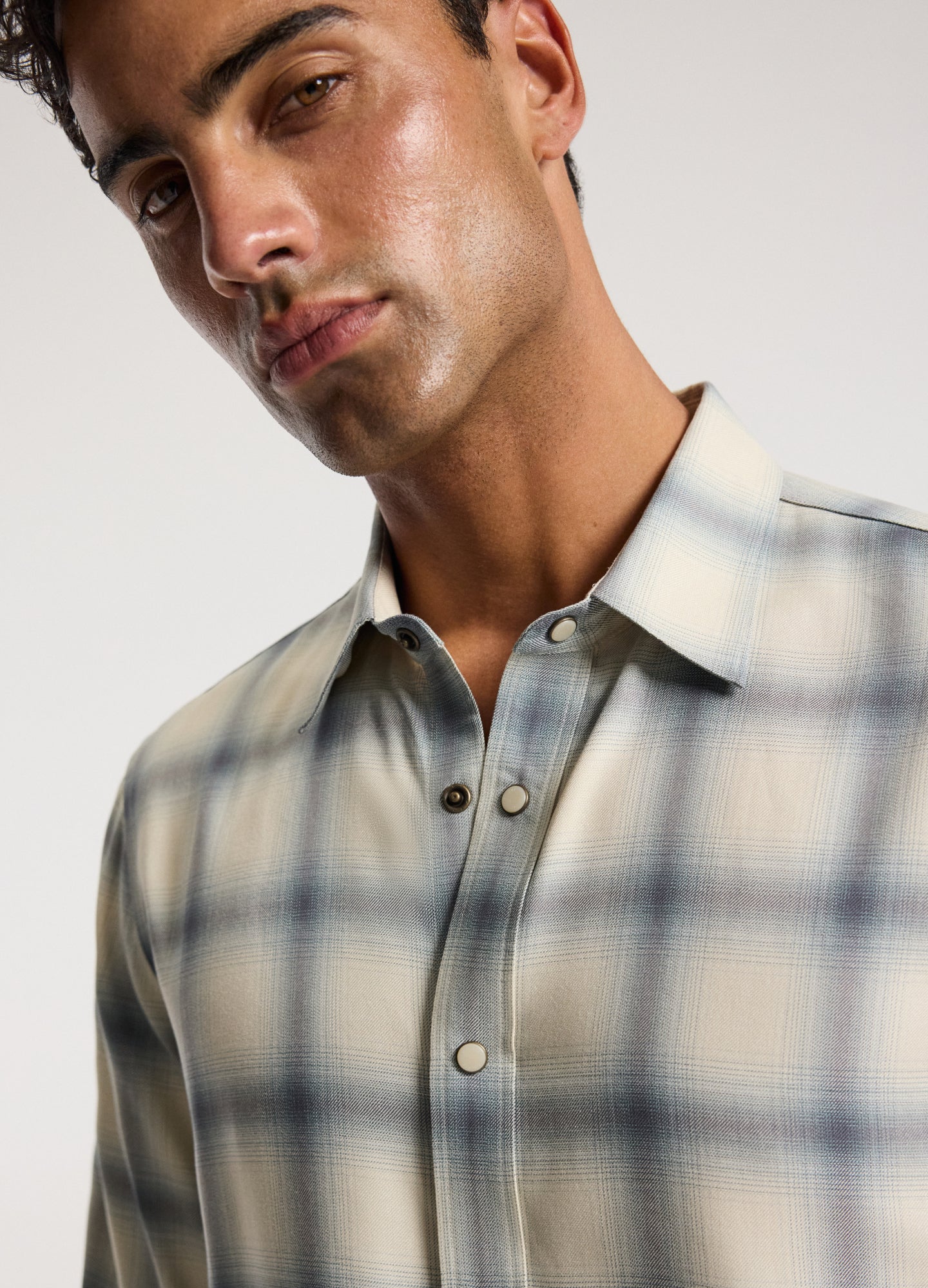 Tailored Check Long Sleeve Shirt Bone - Image 4