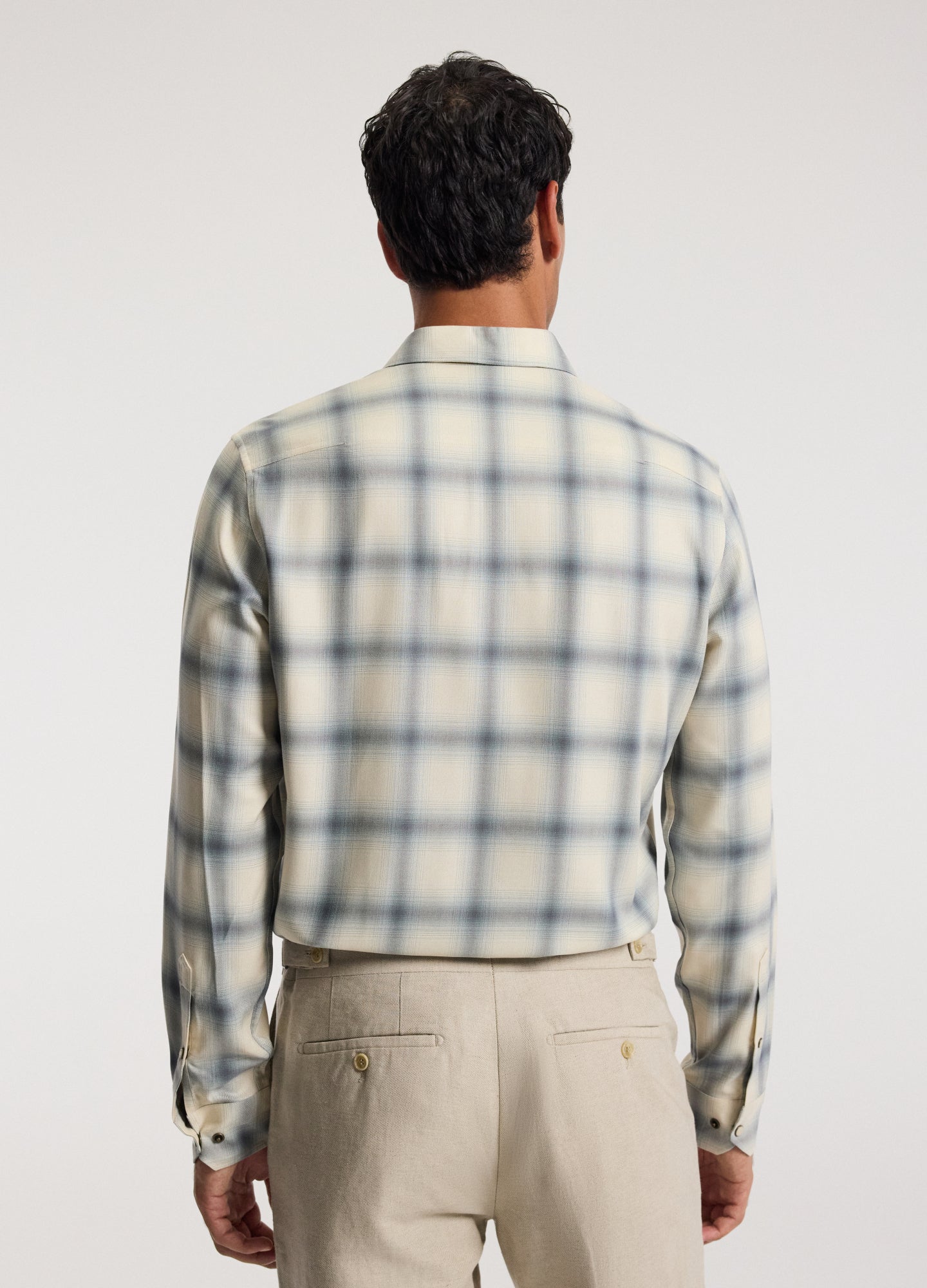 Tailored Check Long Sleeve Shirt Bone - Image 5