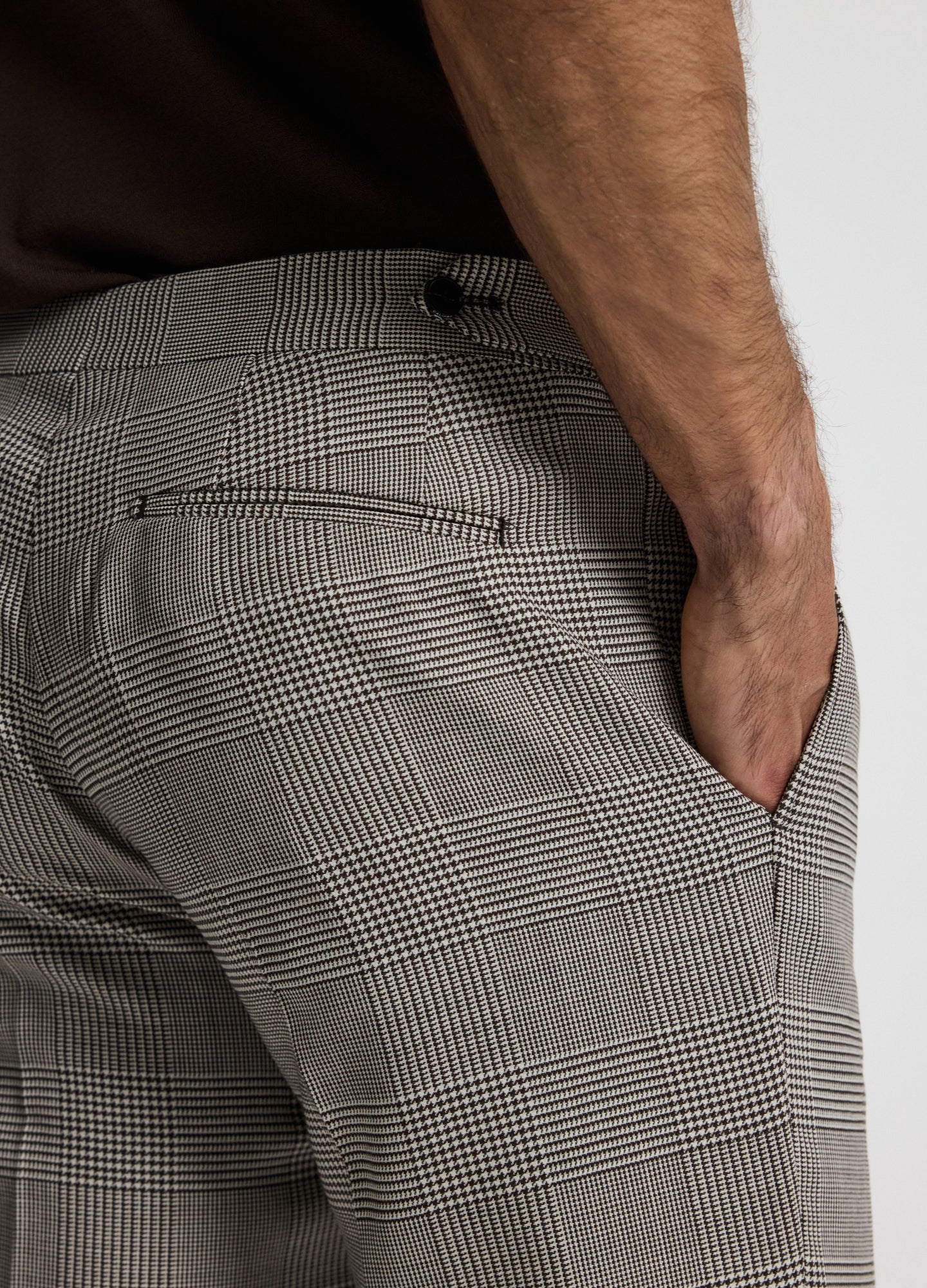 Tailored Check Wool Pants Mocha - Image 4