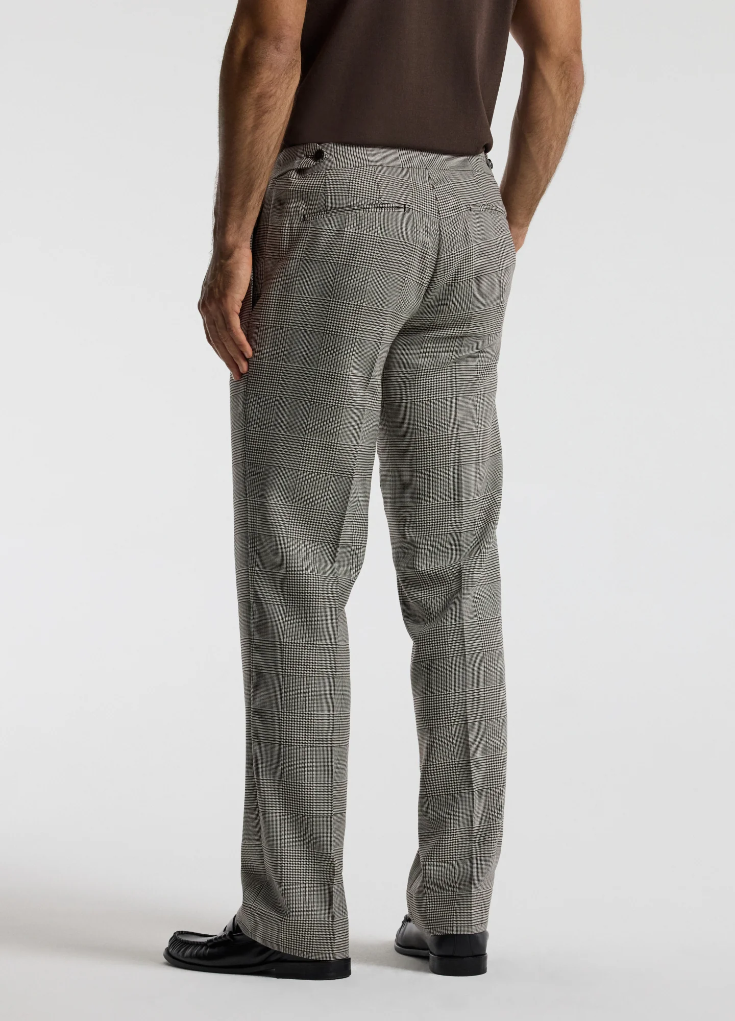 Tailored Check Wool Pants Mocha - Image 5