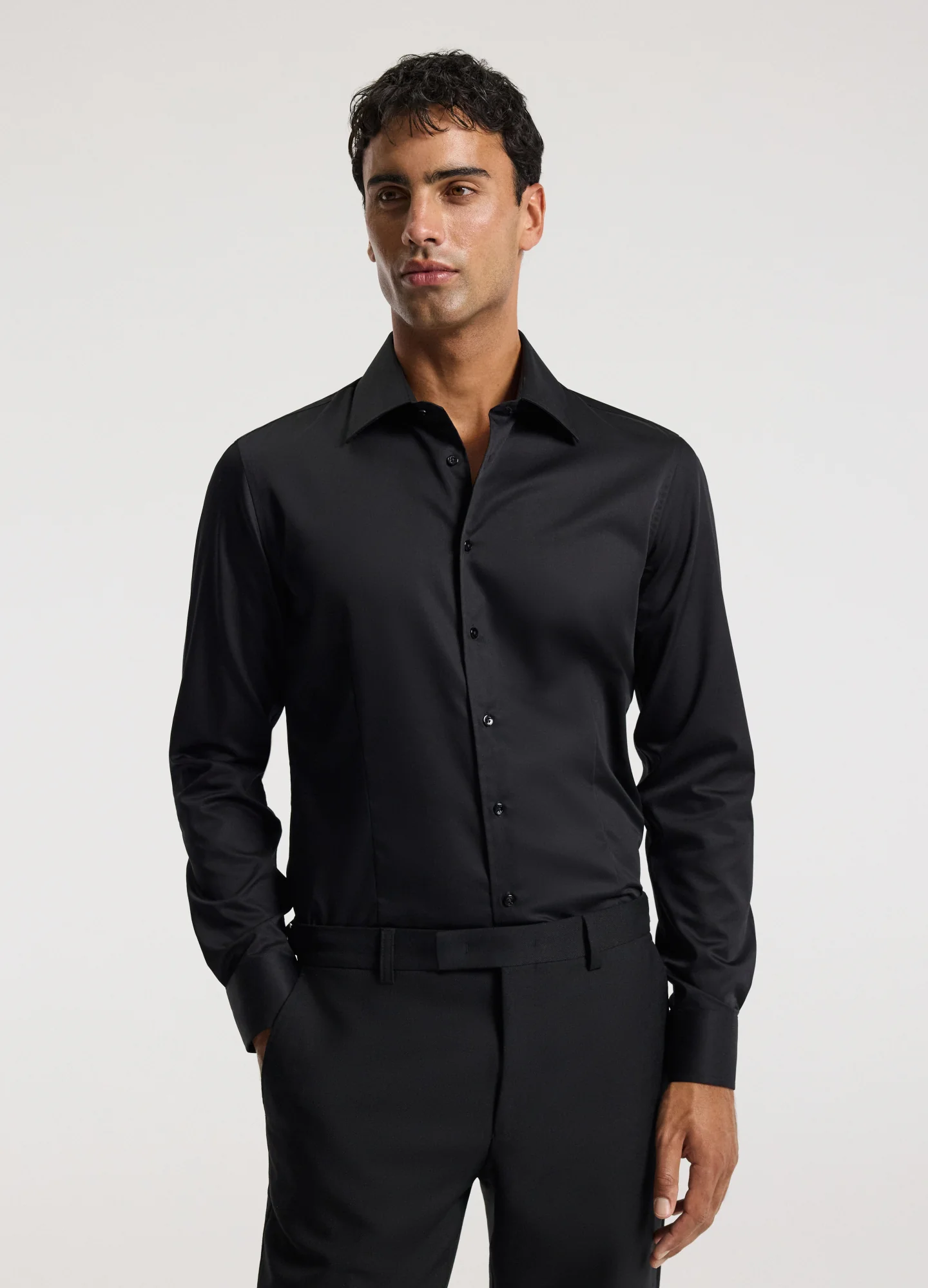Tailored Cotton Shirt Black - Image 3