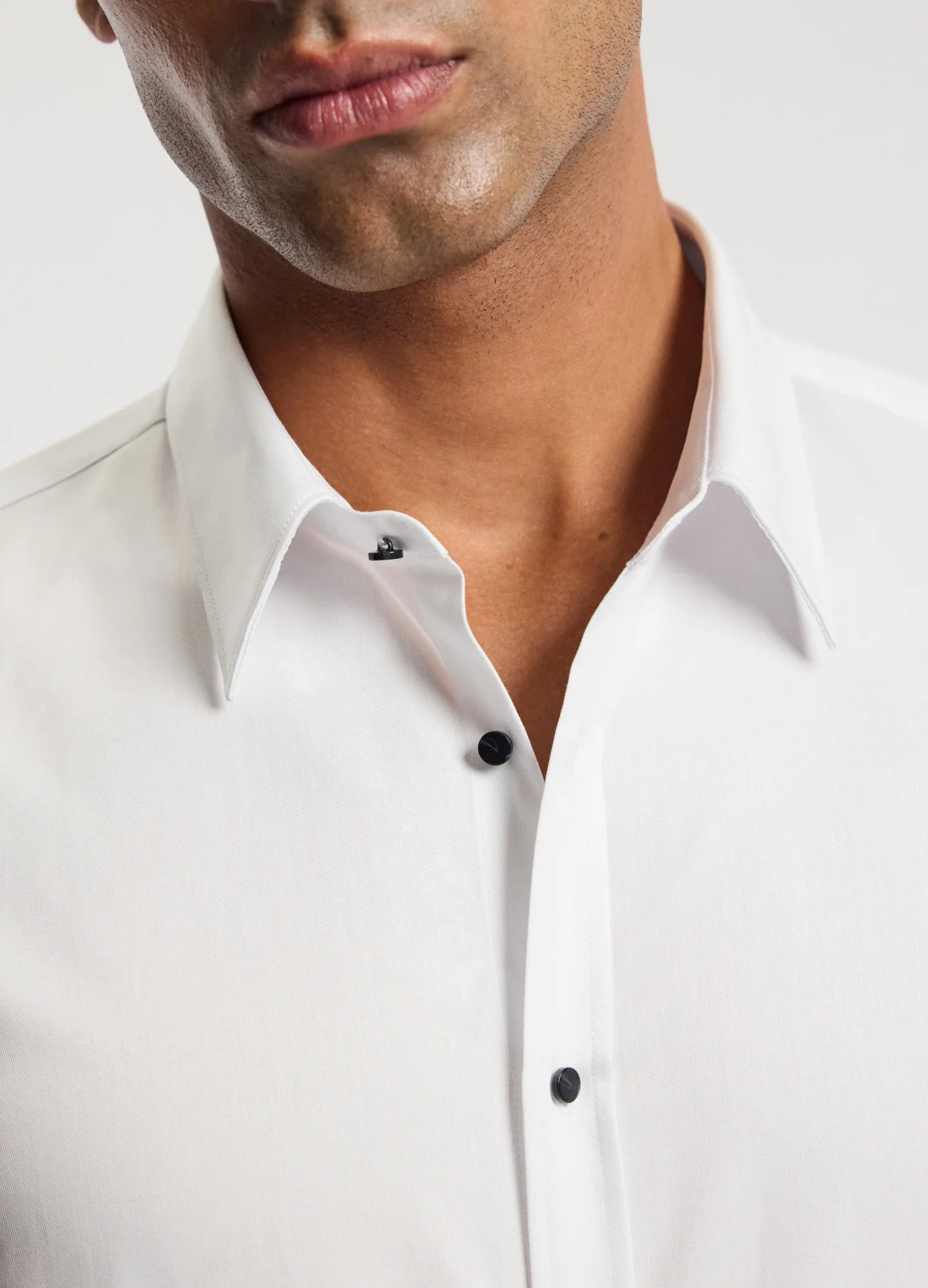 Tailored Fit Studded Twill Evening Shirt White - Image 6