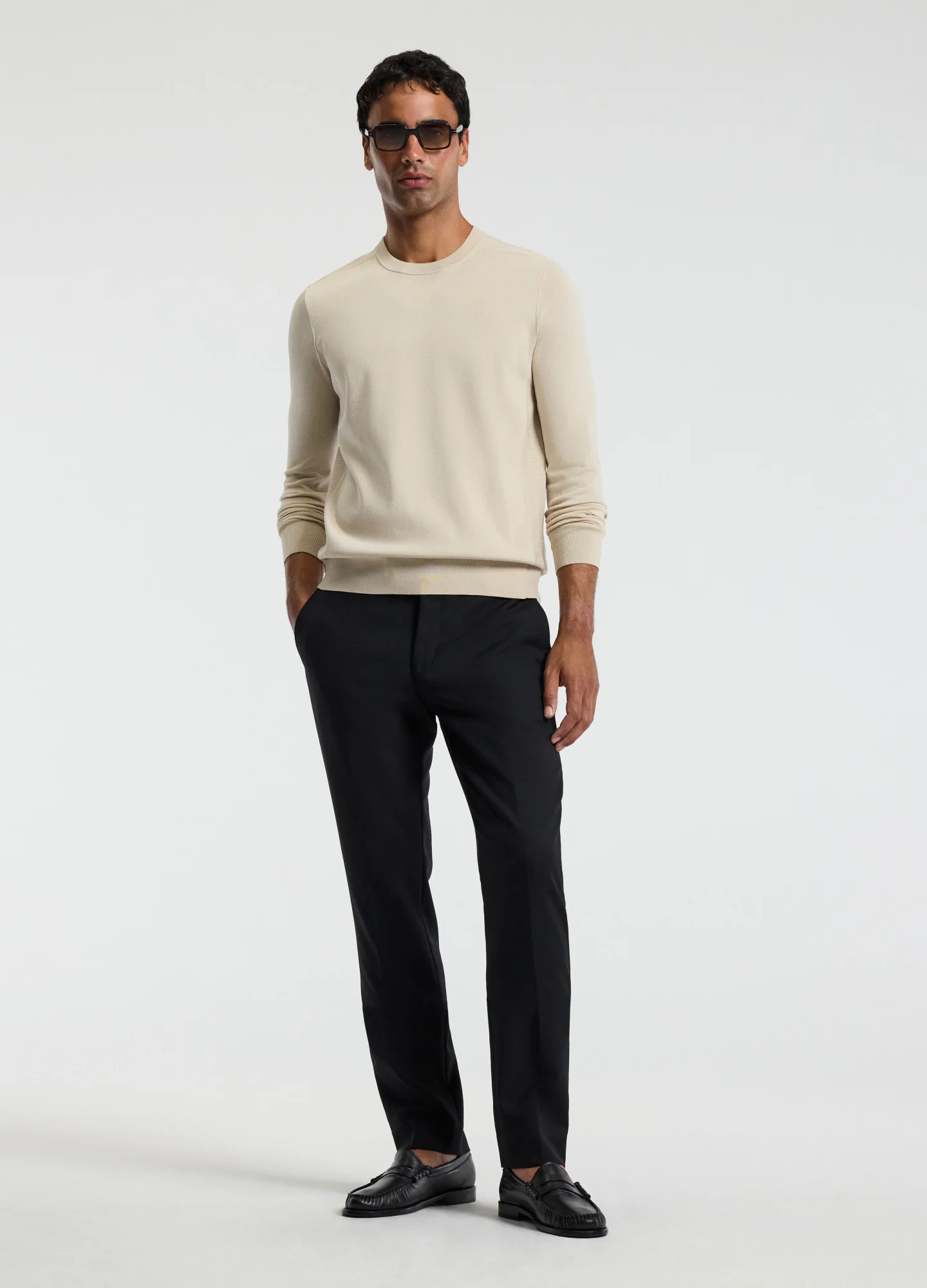 Technical Knit Crew Neck Sweater Oatmeal - Image 2
