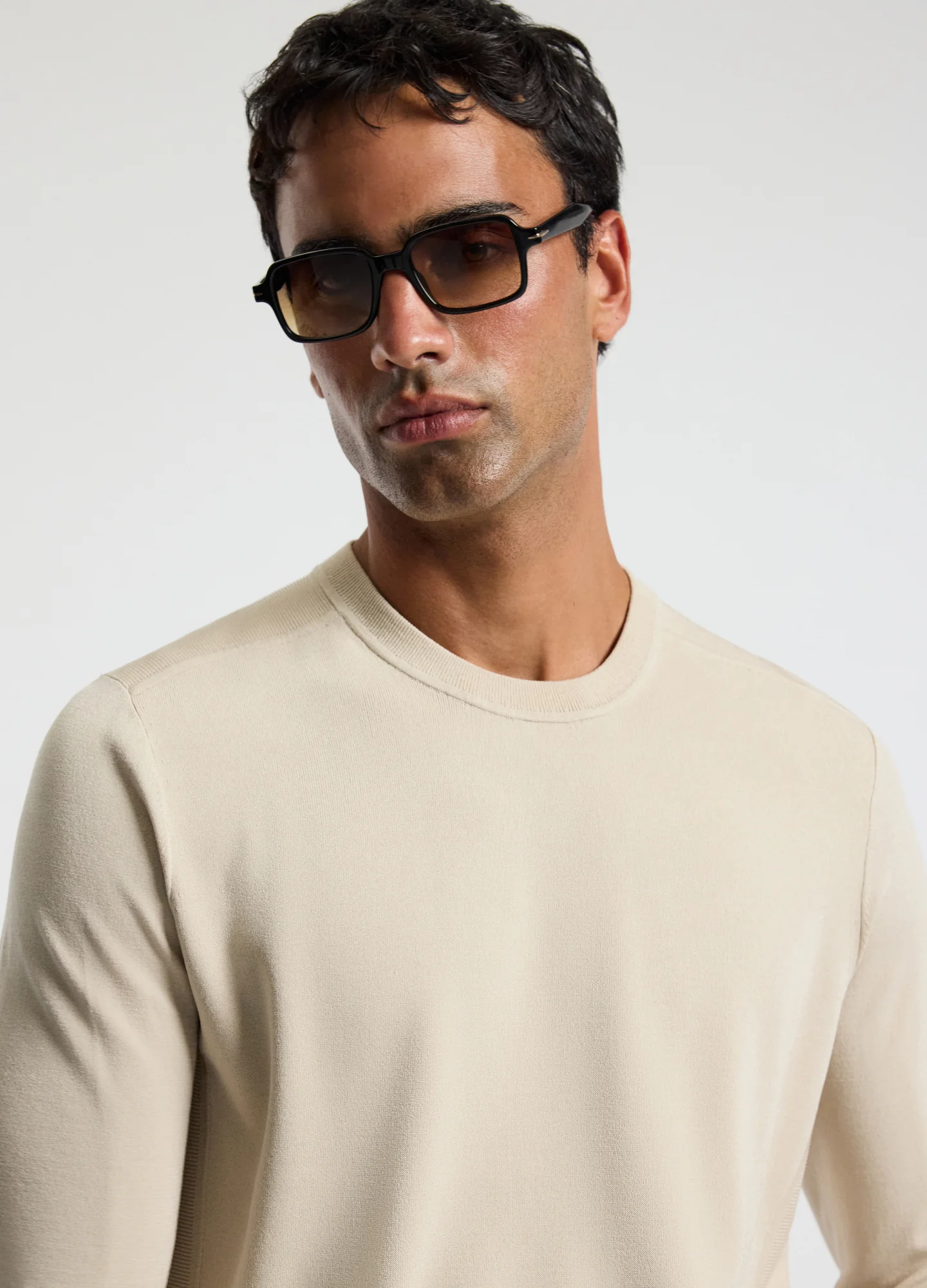 Technical Knit Crew Neck Sweater Oatmeal - Image 4