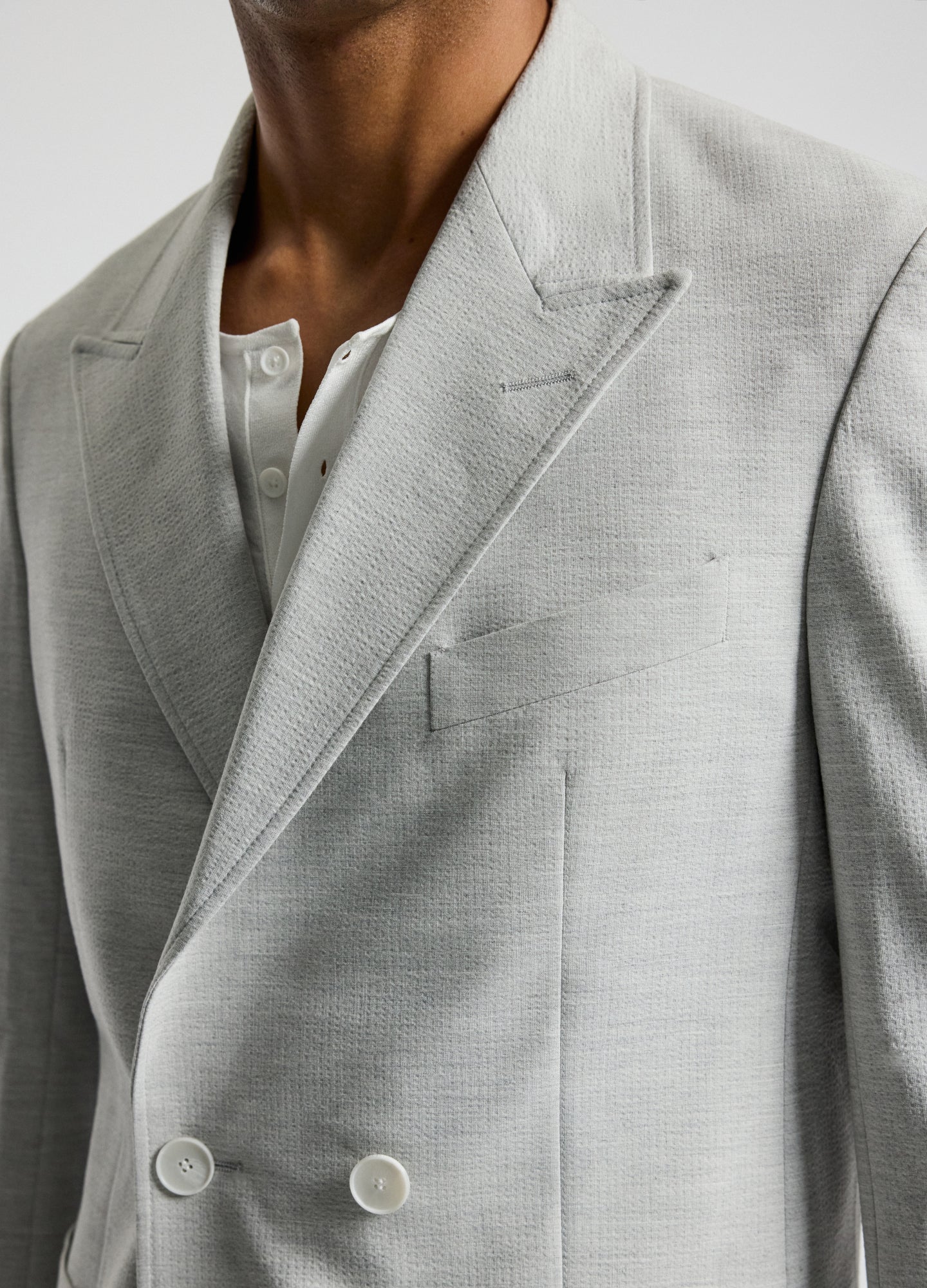 Tech Seersucker Double Breasted Blazer Silver - Image 4