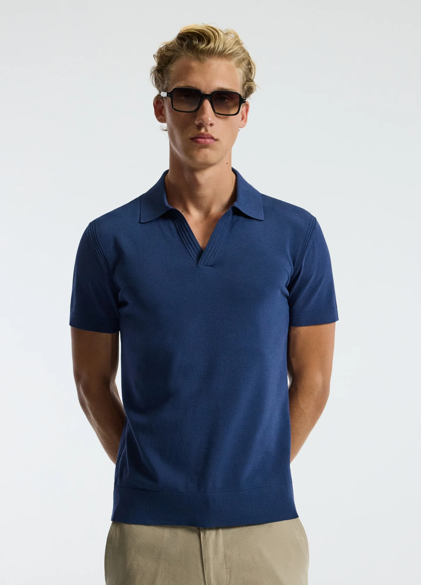 Tech Shoulder Trim Polo Marine Blue - Image 3