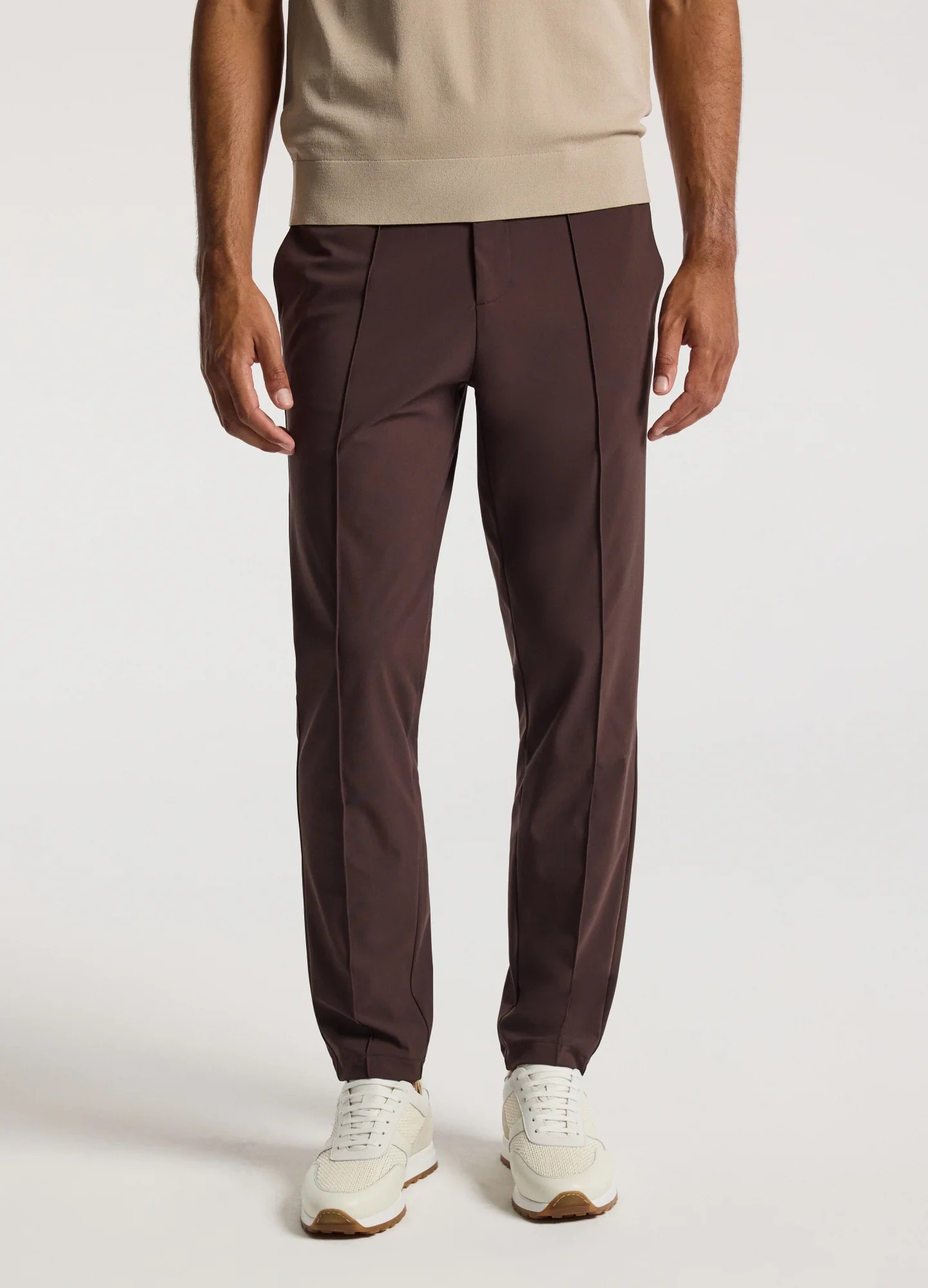 Technical Knit Pintucked Pants Mocha - Image 3