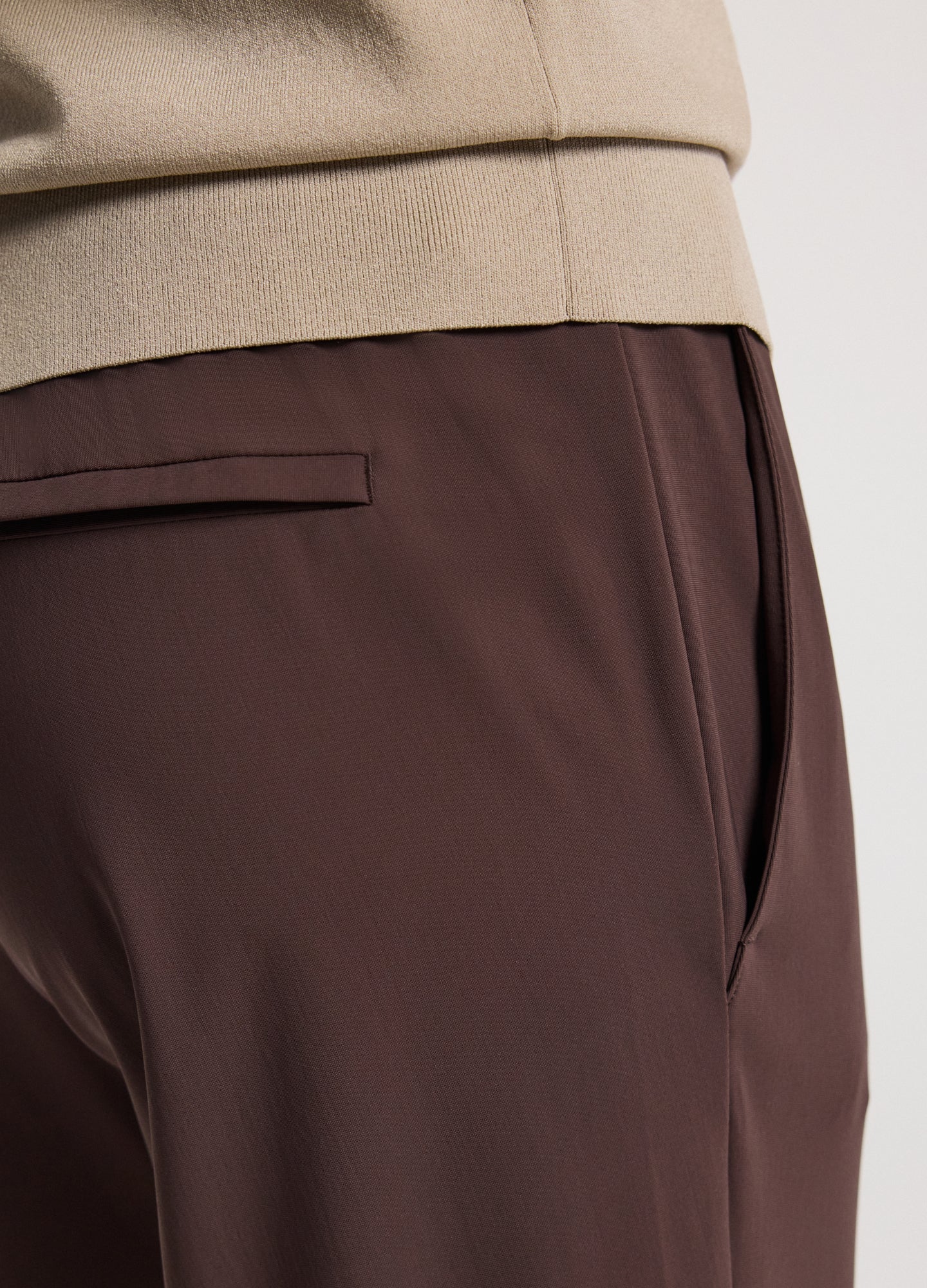 Technical Knit Pintucked Pants Mocha - Image 4