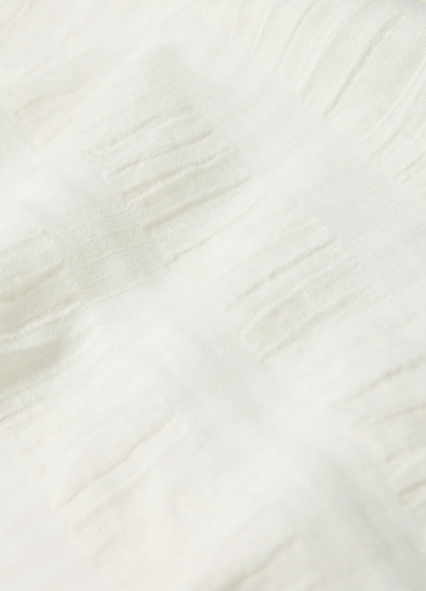 Textured Cotton Linen Short Sleeve Shirt Ivory - Image 6