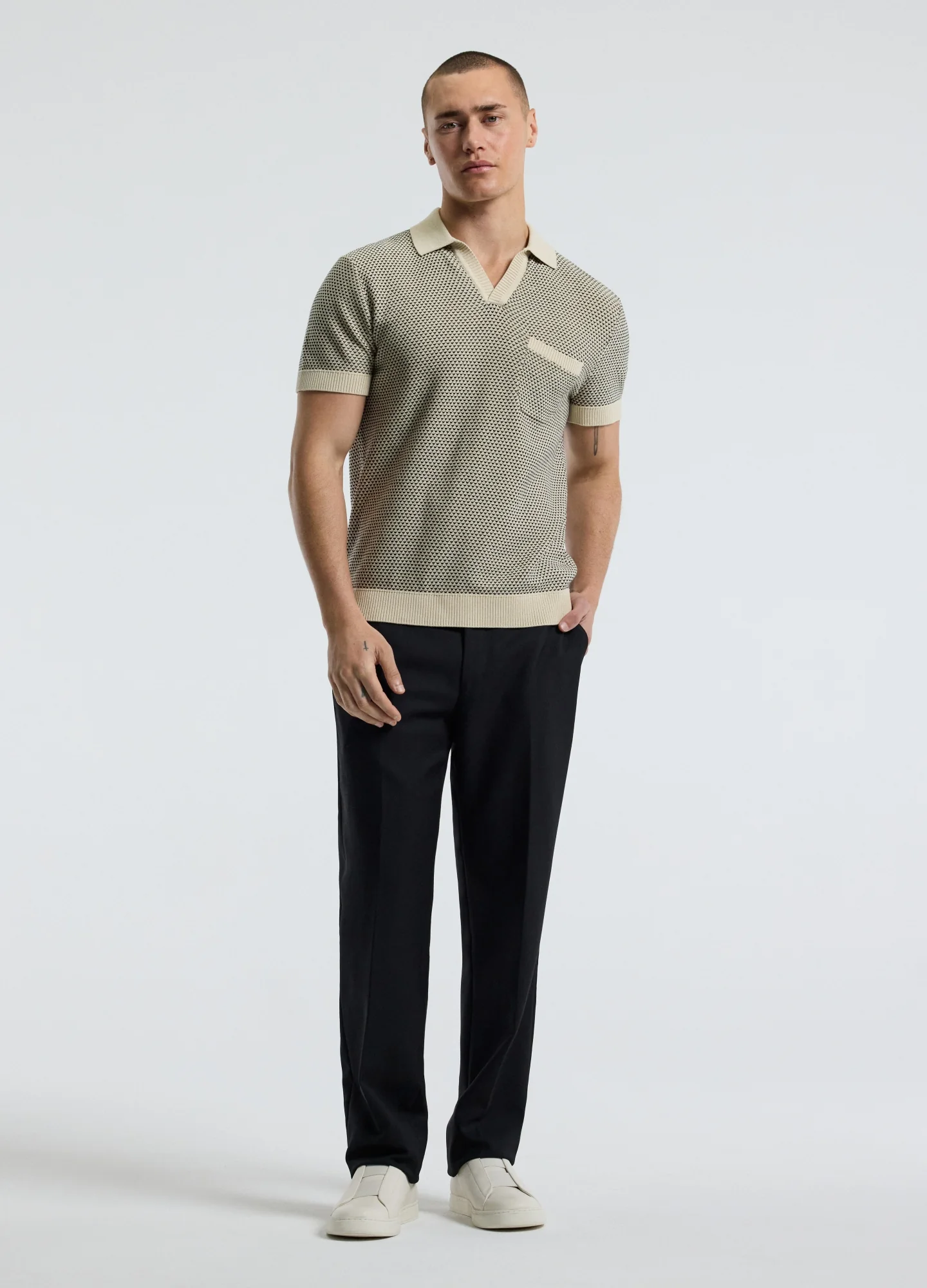 Textured Knit Polo Natural - Image 2