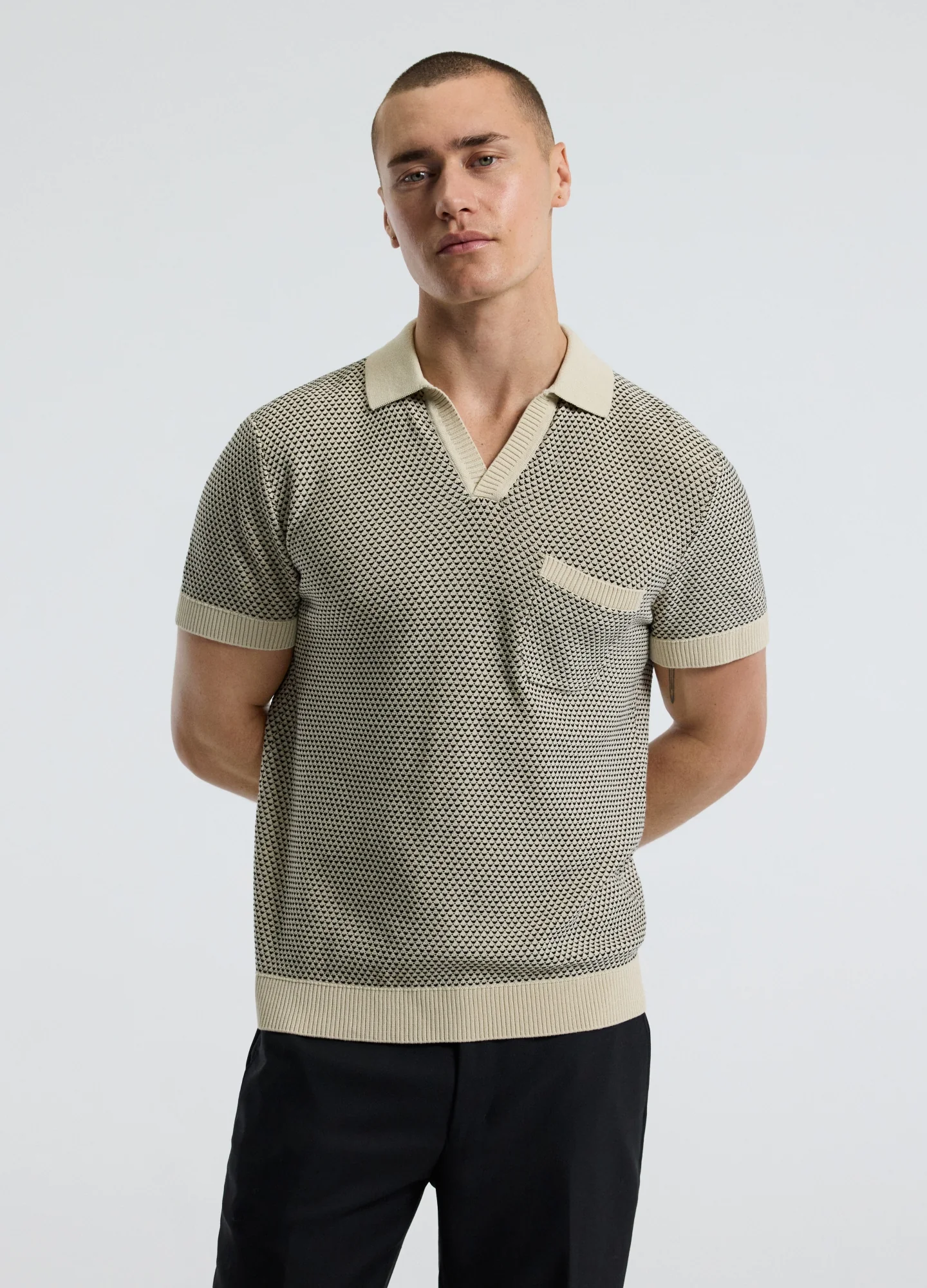 Textured Knit Polo Natural - Image 3