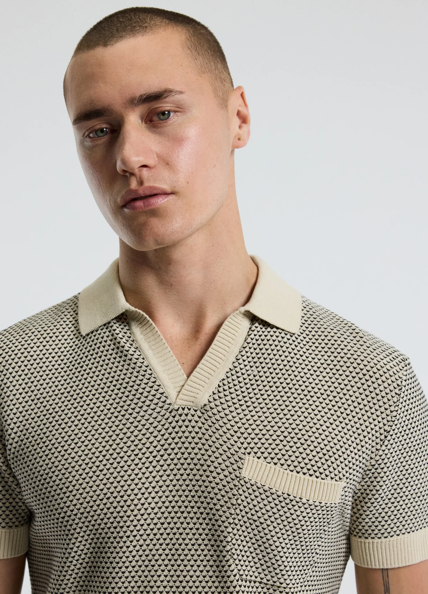 Textured Knit Polo Natural - Image 4