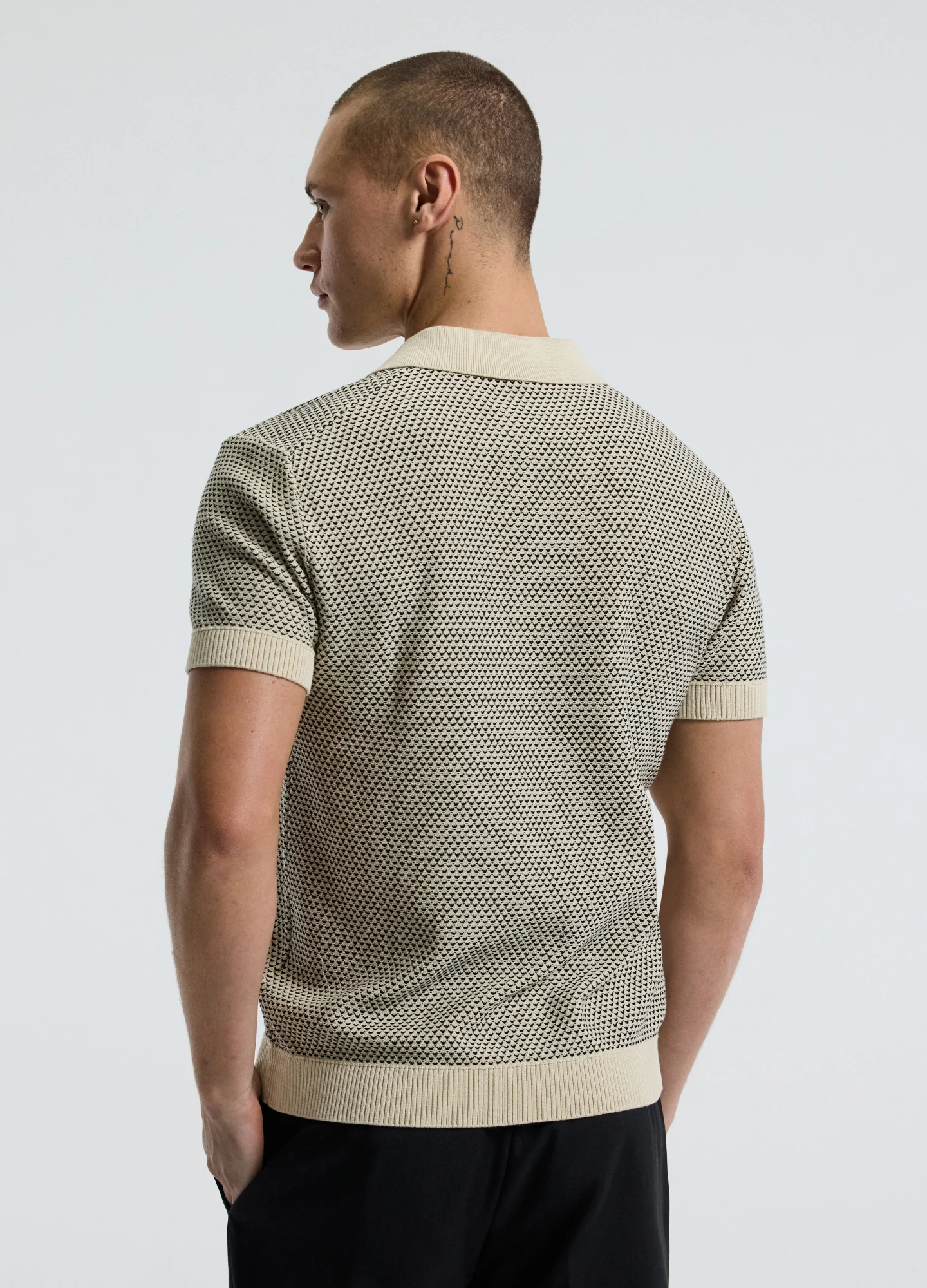 Textured Knit Polo Natural - Image 5