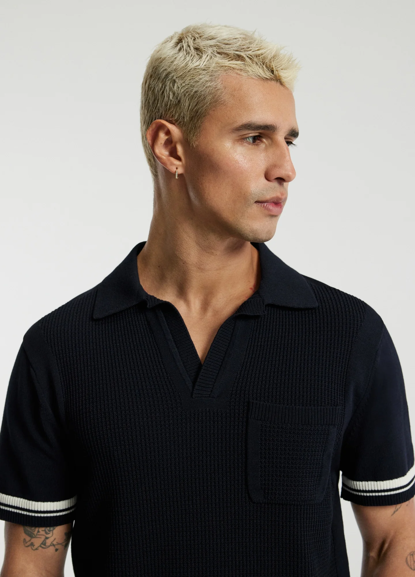 Textured Knit Polo Navy - Image 4