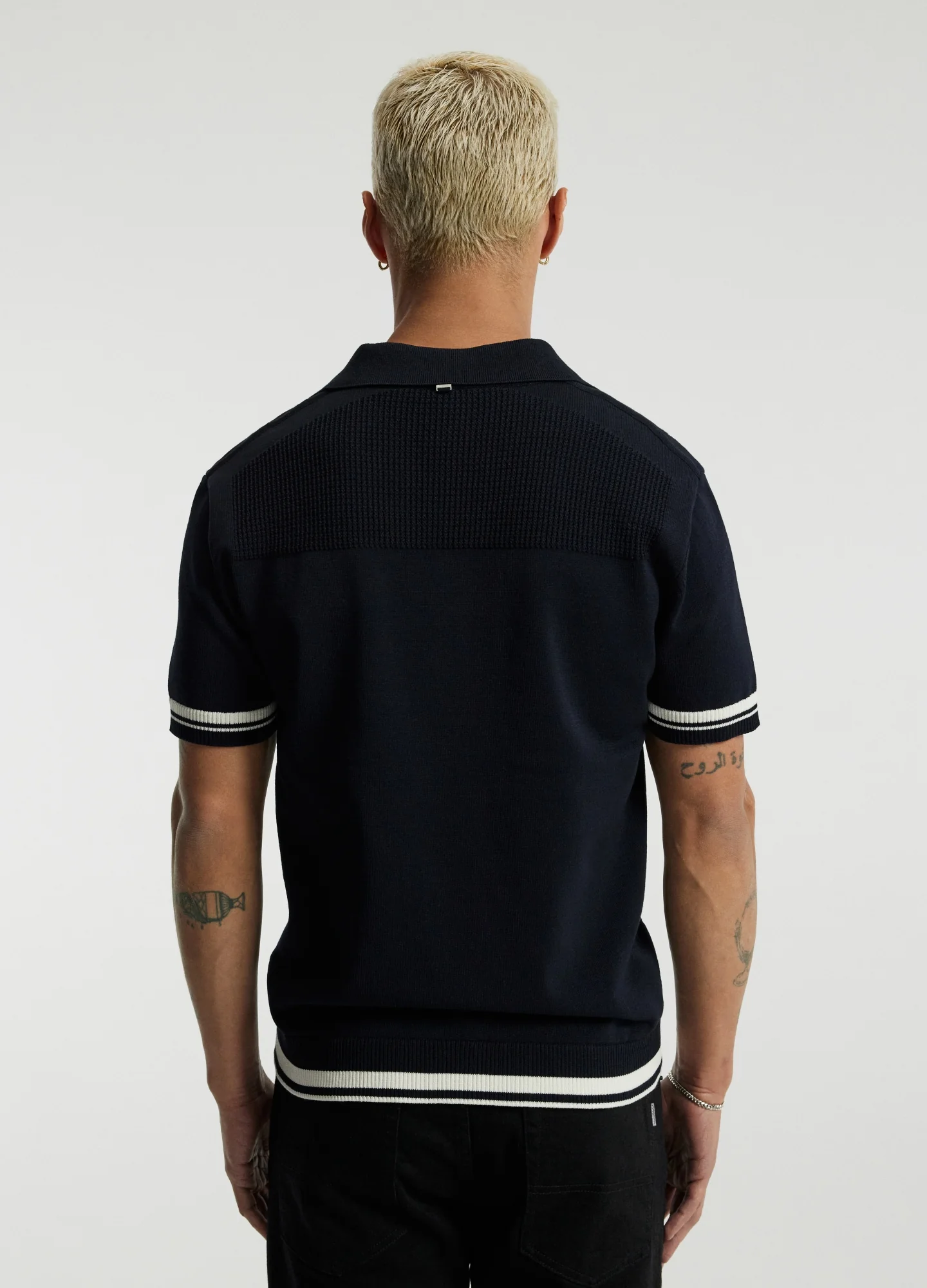 Textured Knit Polo Navy - Image 5