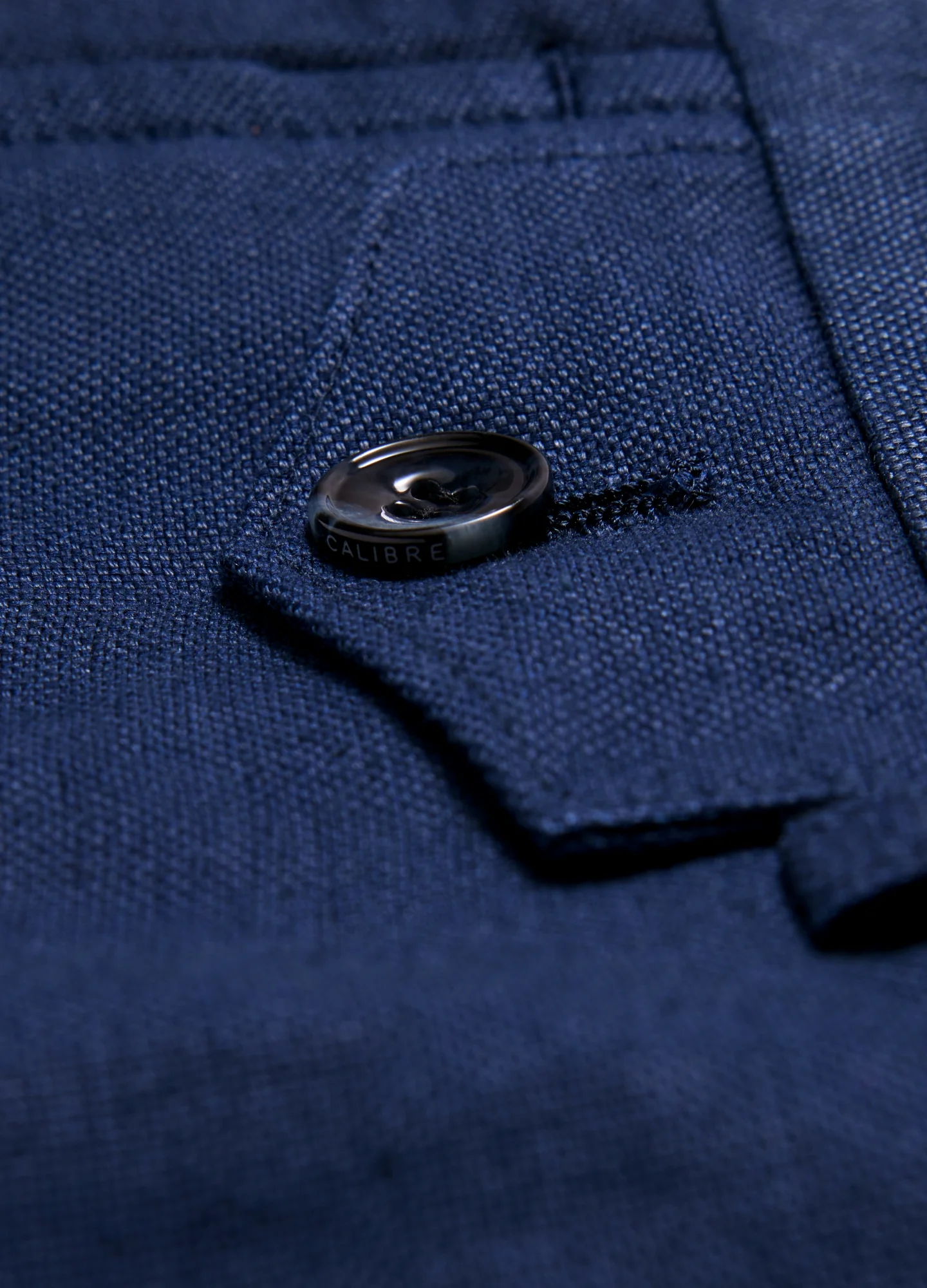 Textured Linen Blend Pants Denim Blue - Image 8