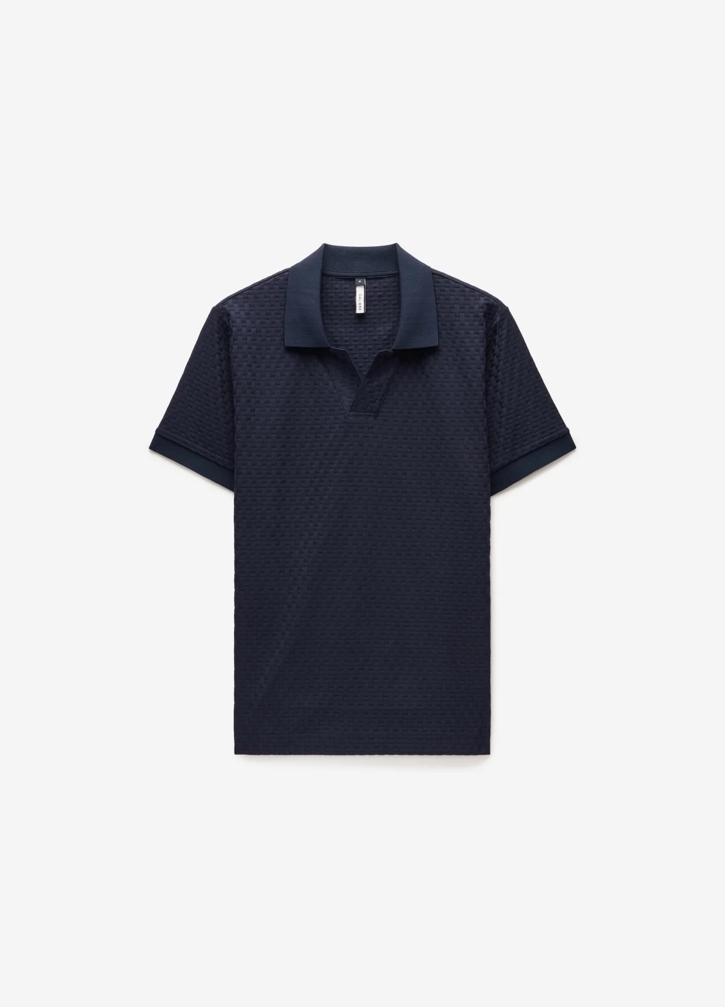 Textured Open Neck Polo Navy