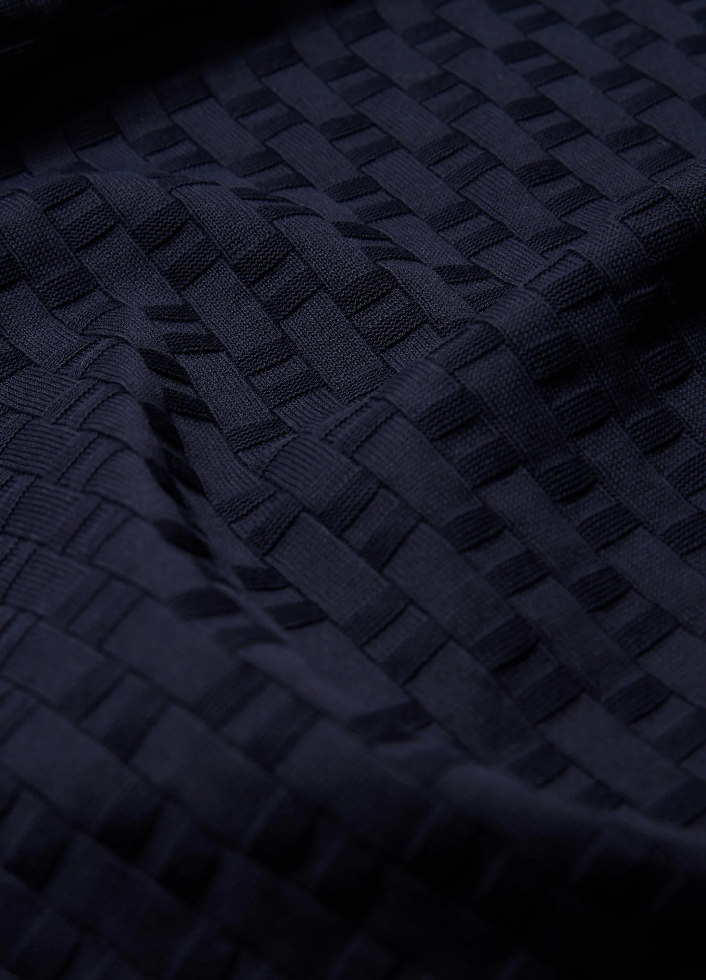 Textured Open Neck Polo Navy - Image 6
