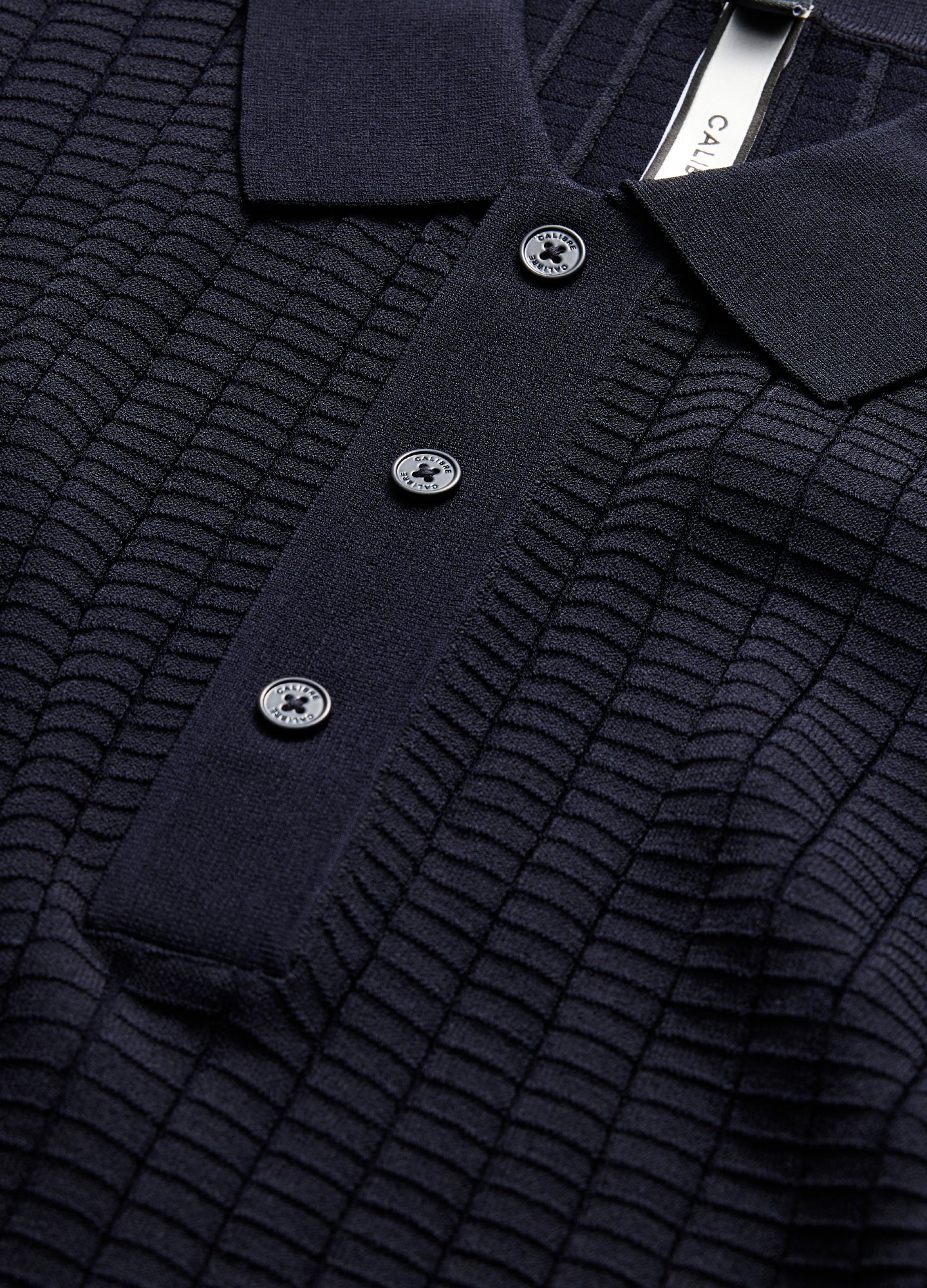 Textured Rib Tech Knit Polo Navy - Image 6