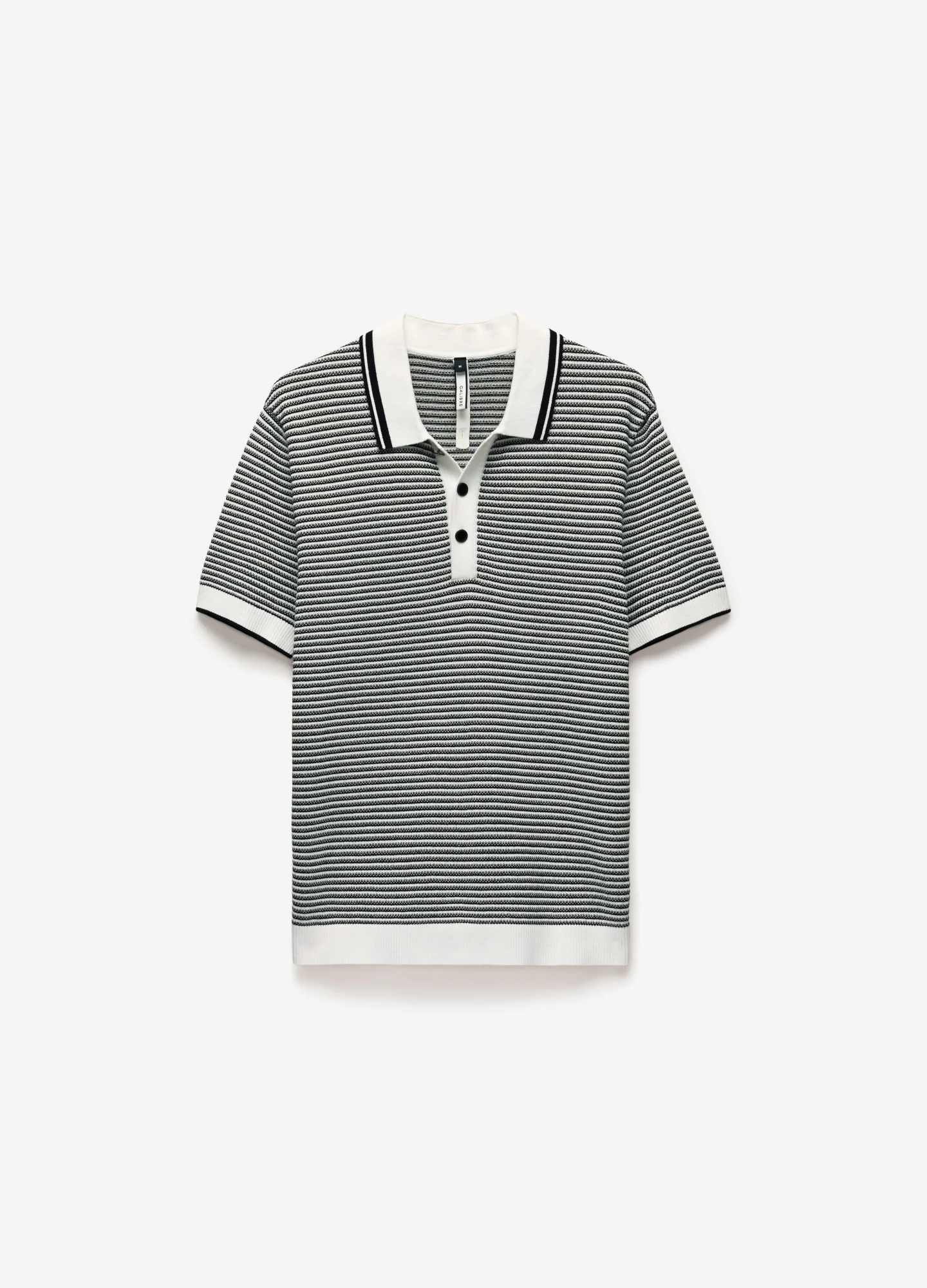 Textured Stripe Knit Polo Grey