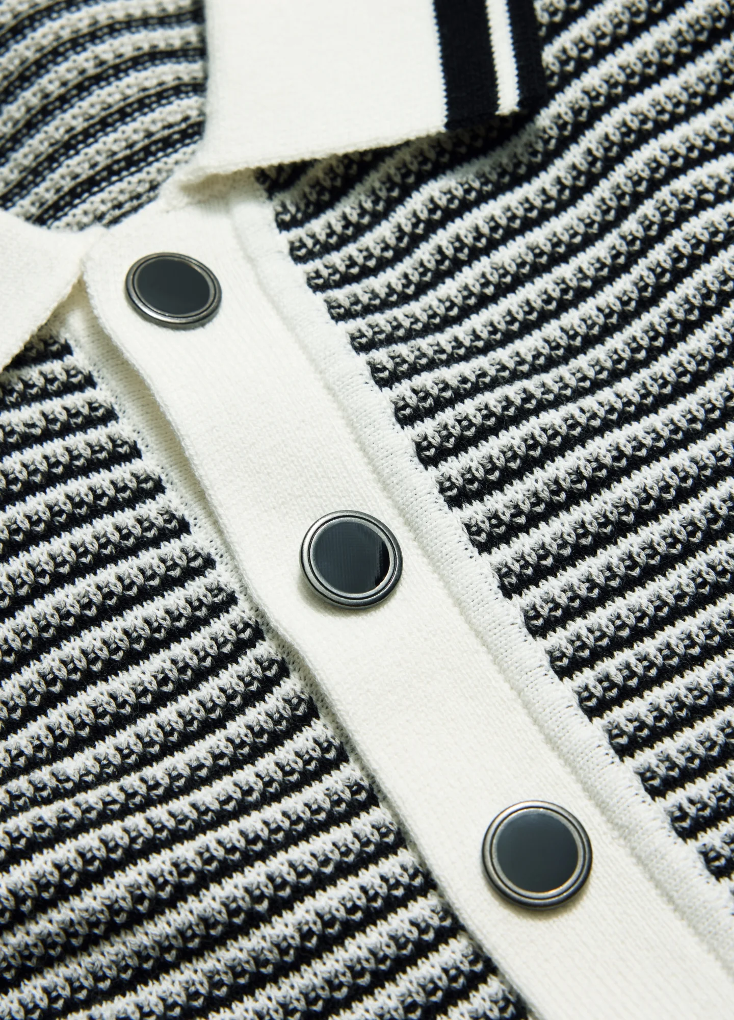 Textured Stripe Knit Polo Grey - Image 6
