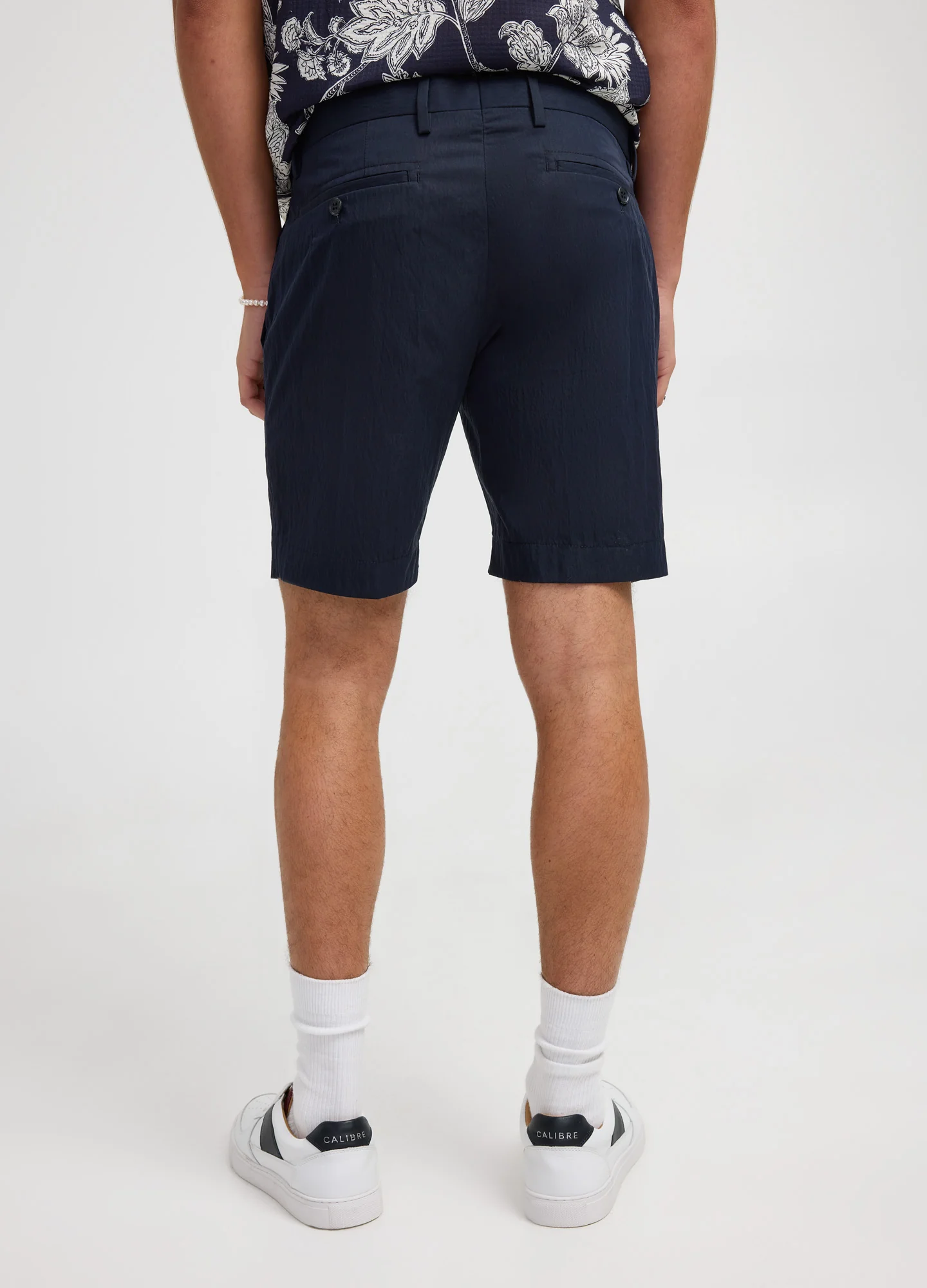 Textured Twill Shorts Navy - Image 4