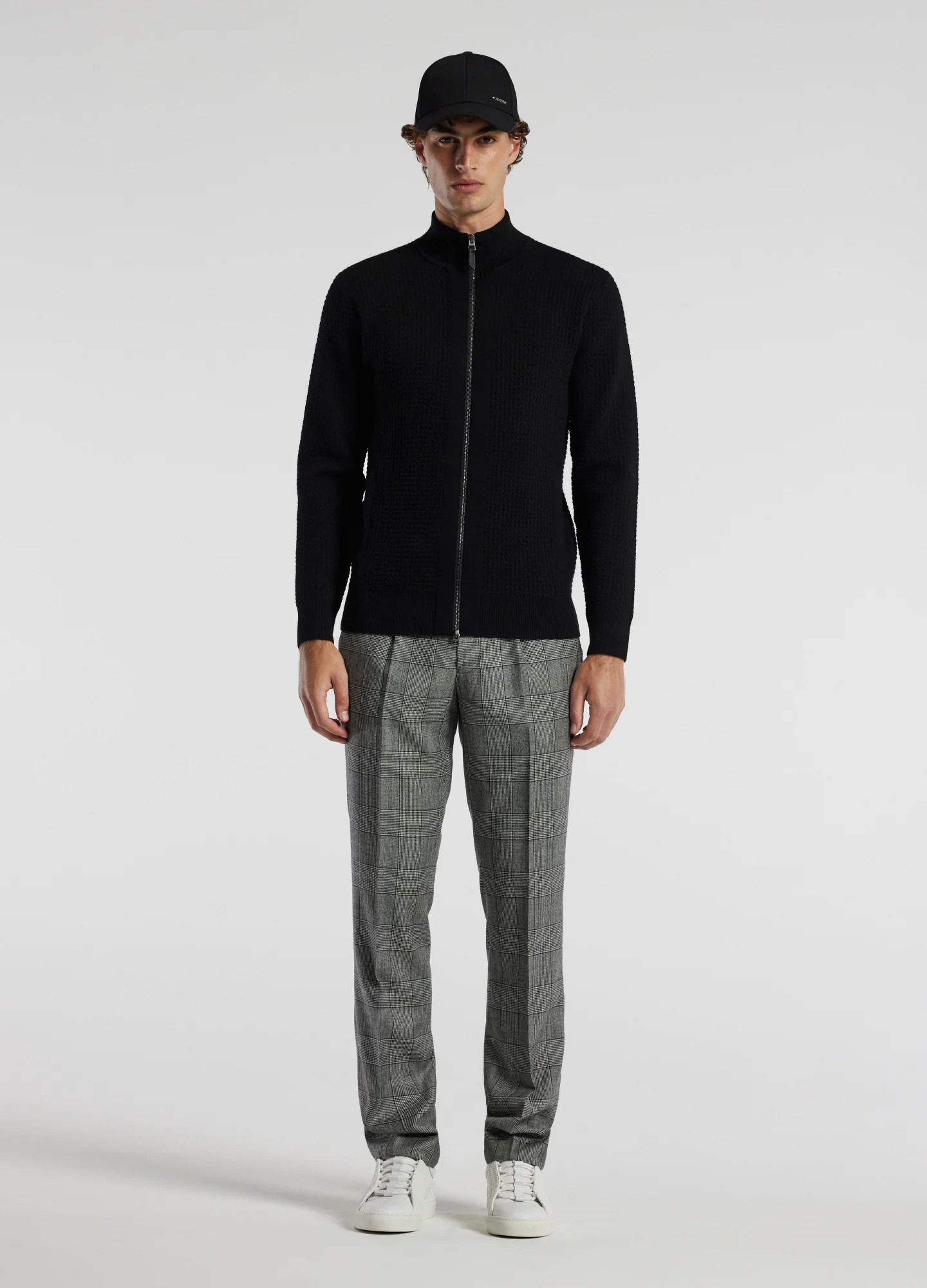 Textured Zip Cardigan Black - Image 2
