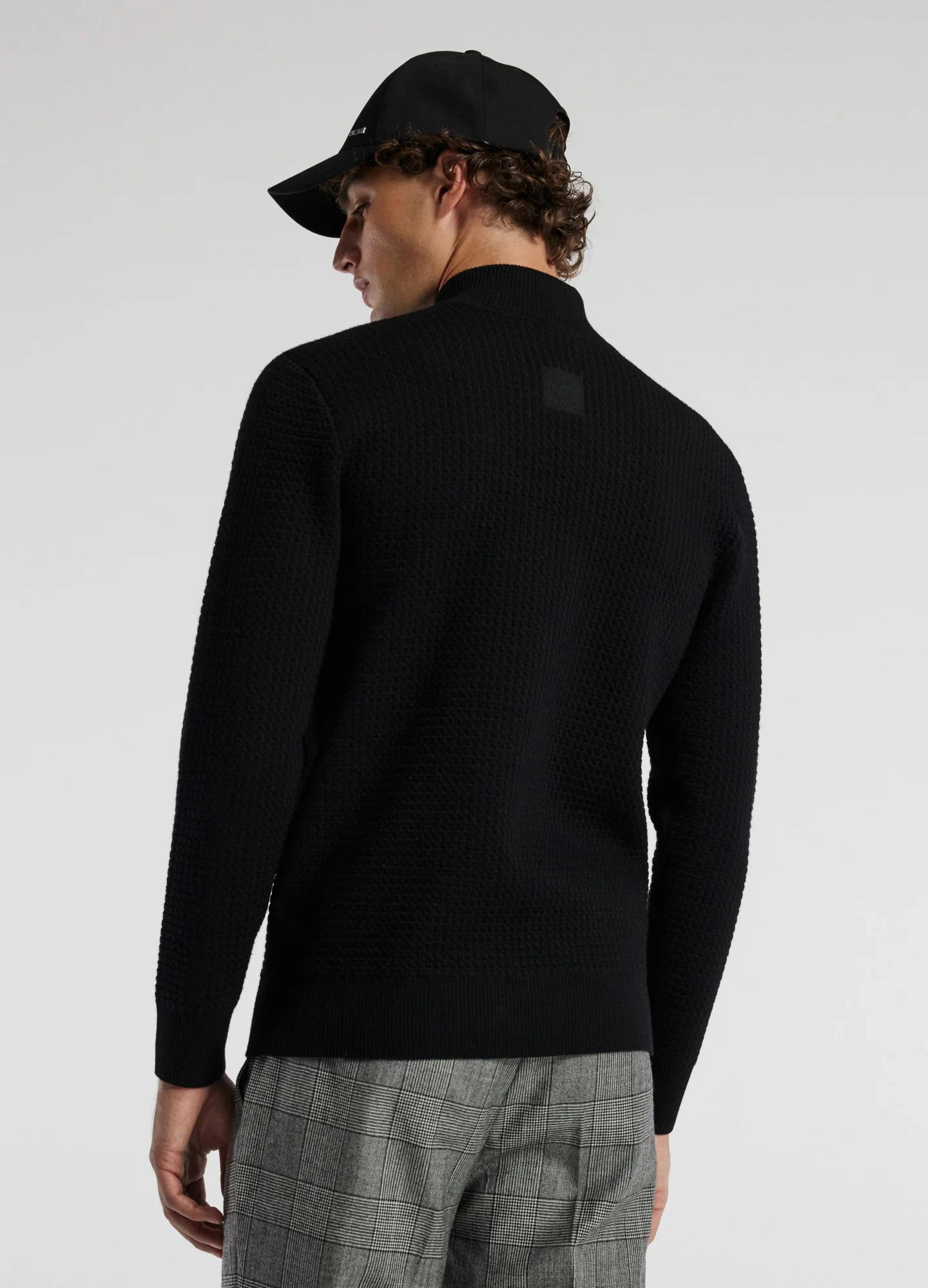 Textured Zip Cardigan Black - Image 5
