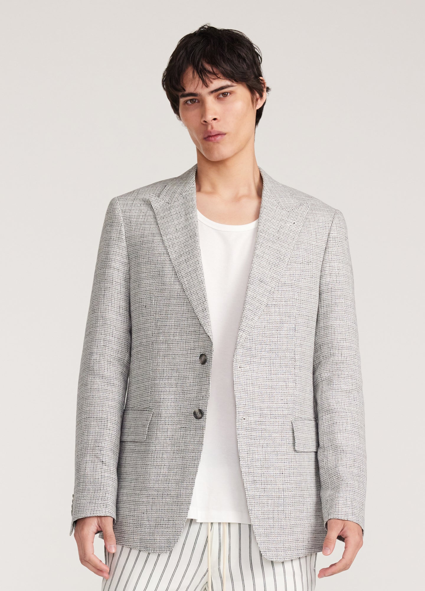 Thatch Check Linen Blazer White - Image 3