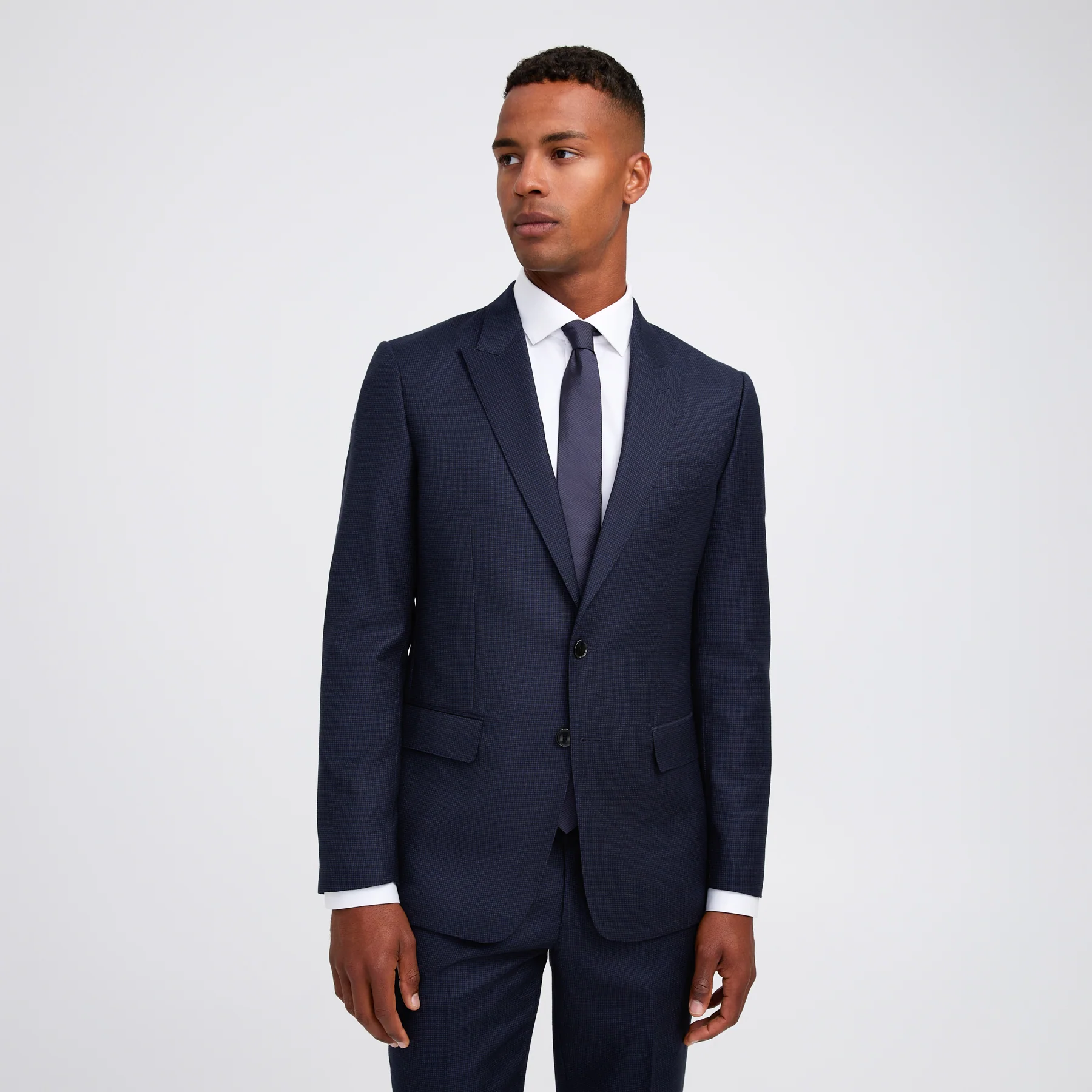 Tonal Basketweave Suit Jacket Navy Combo - Image 3