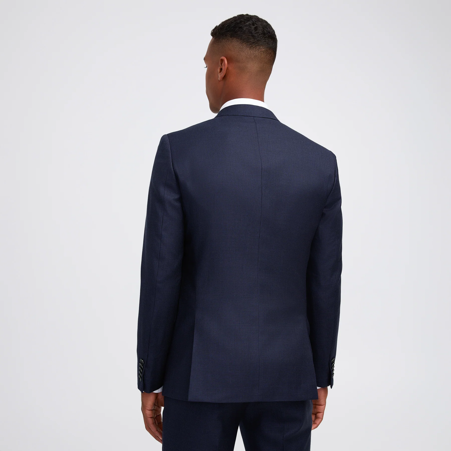 Tonal Basketweave Suit Jacket Navy Combo - Image 5
