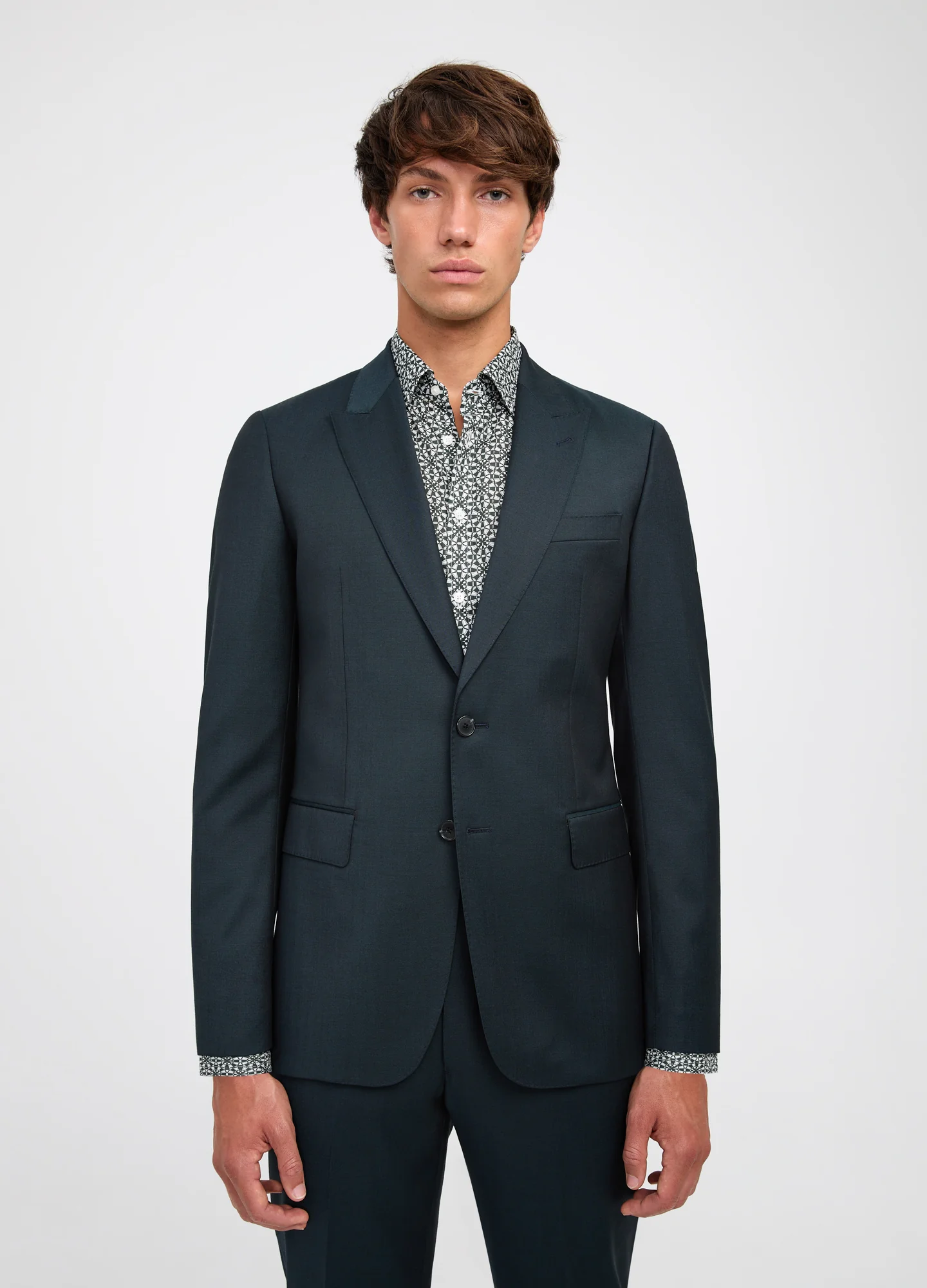 Tonal Twill Suit Jacket Dark Green - Image 3