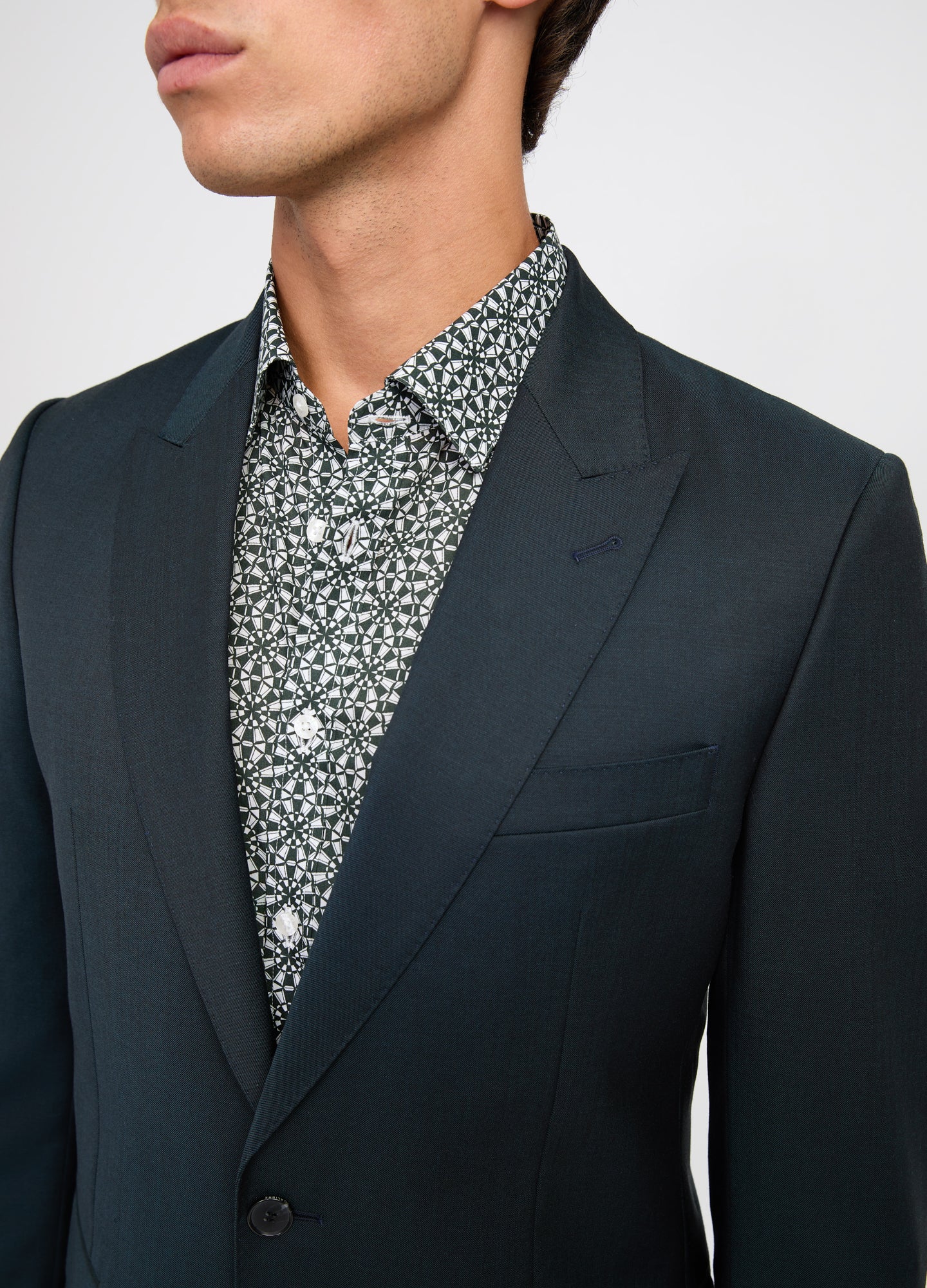Tonal Twill Suit Jacket Dark Green - Image 4