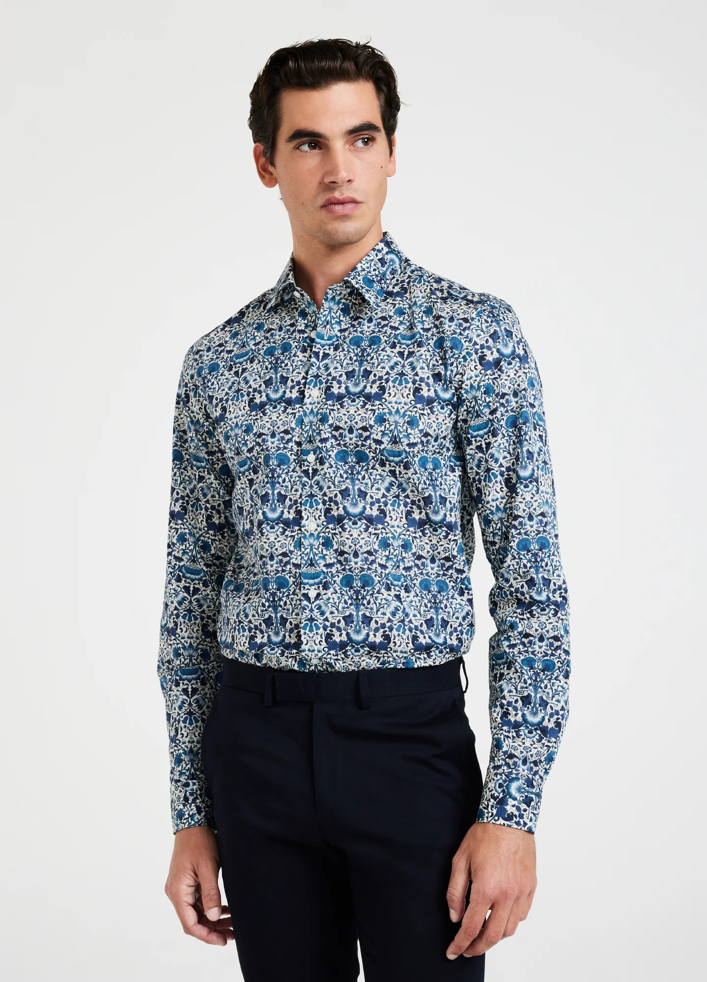 Trailing Botanic Print Shirt Teal - Image 3