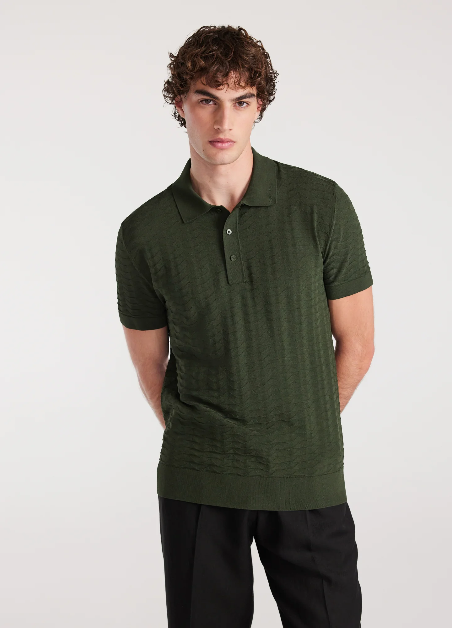 Triangle Knit Polo Pine Green - Image 3