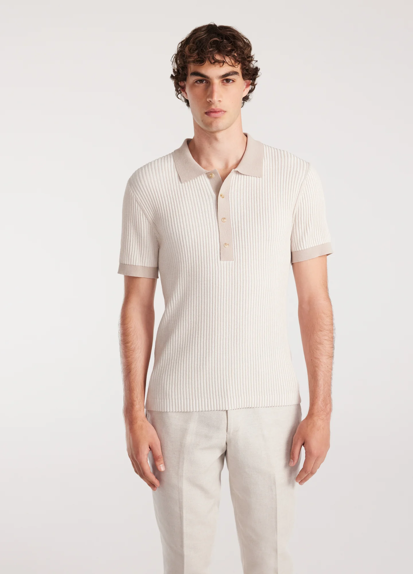Two Tone Ribbed Polo Parchment - Image 3