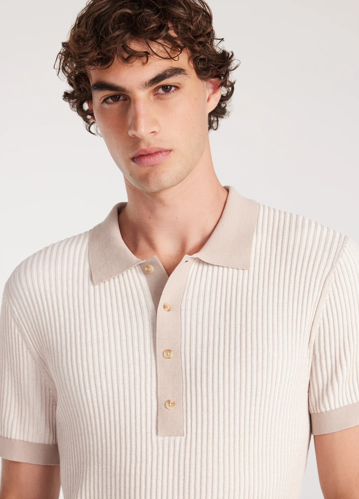 Two Tone Ribbed Polo Parchment - Image 4