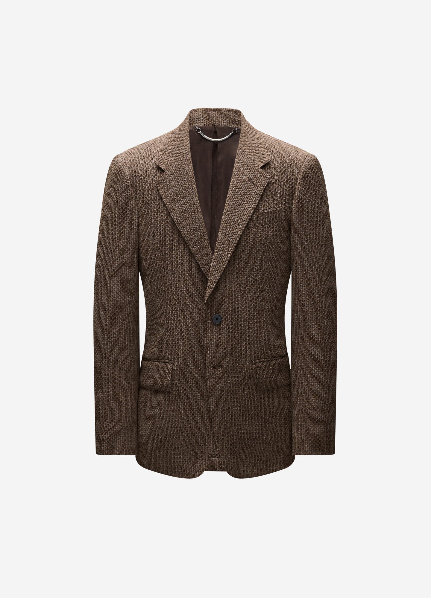 Unstructured Micro Jacquard Wool Blazer Mocha
