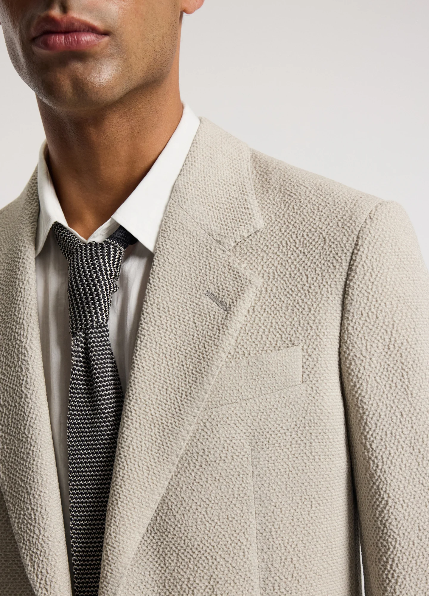 Unstructured Textured Blazer Neutral - Image 4