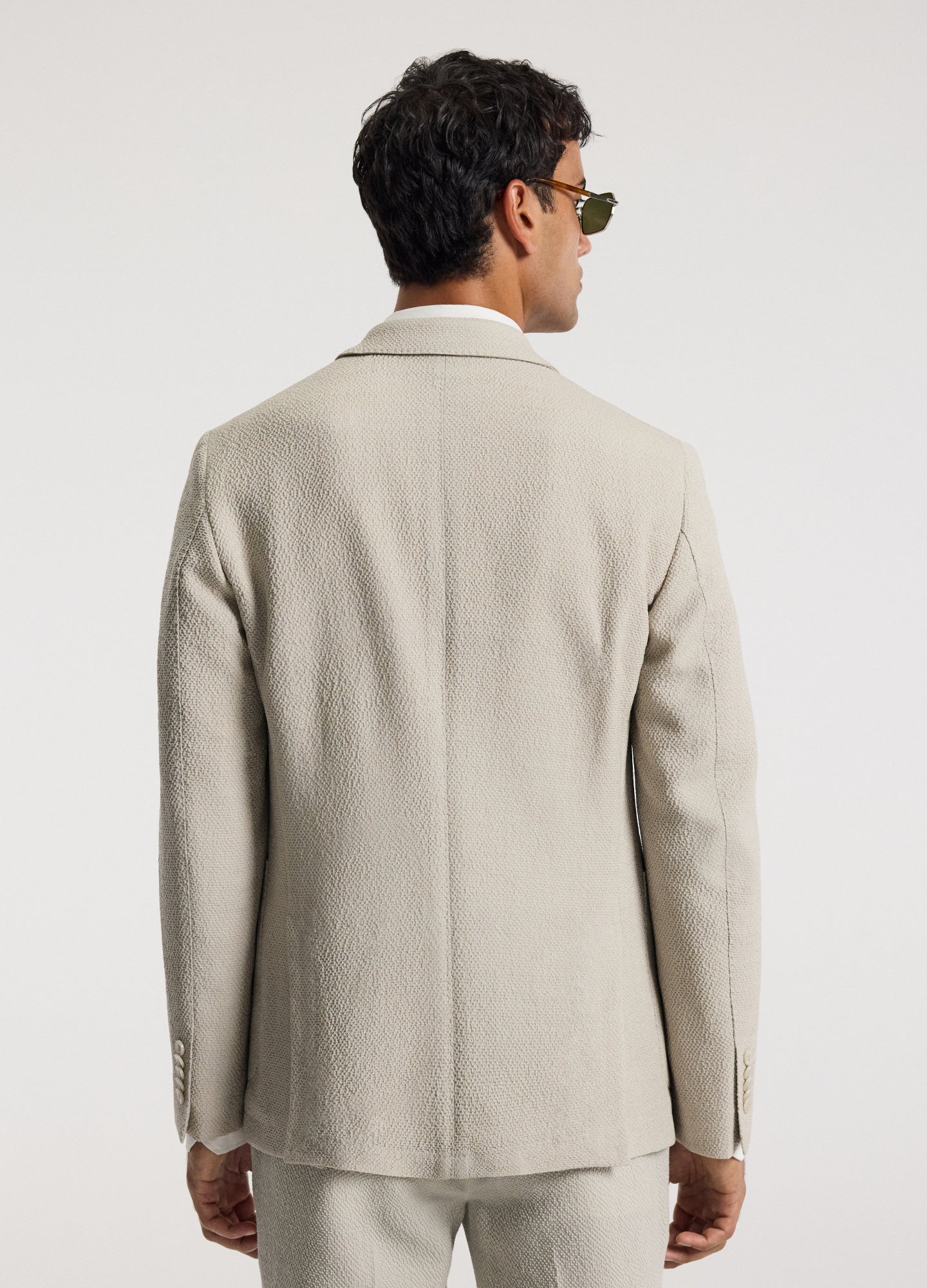 Unstructured Textured Blazer Neutral - Image 5