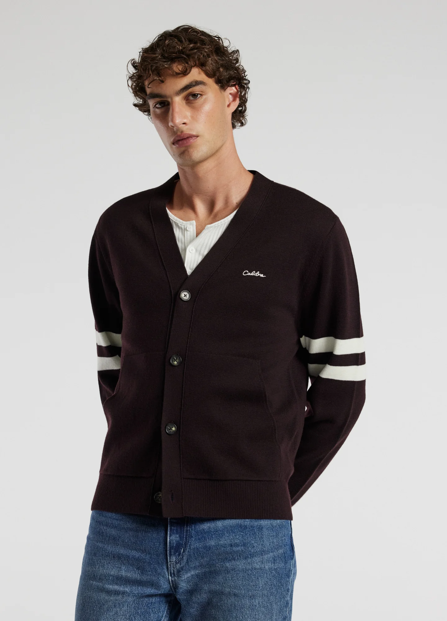 Varsity Cardigan Aubergine - Image 2