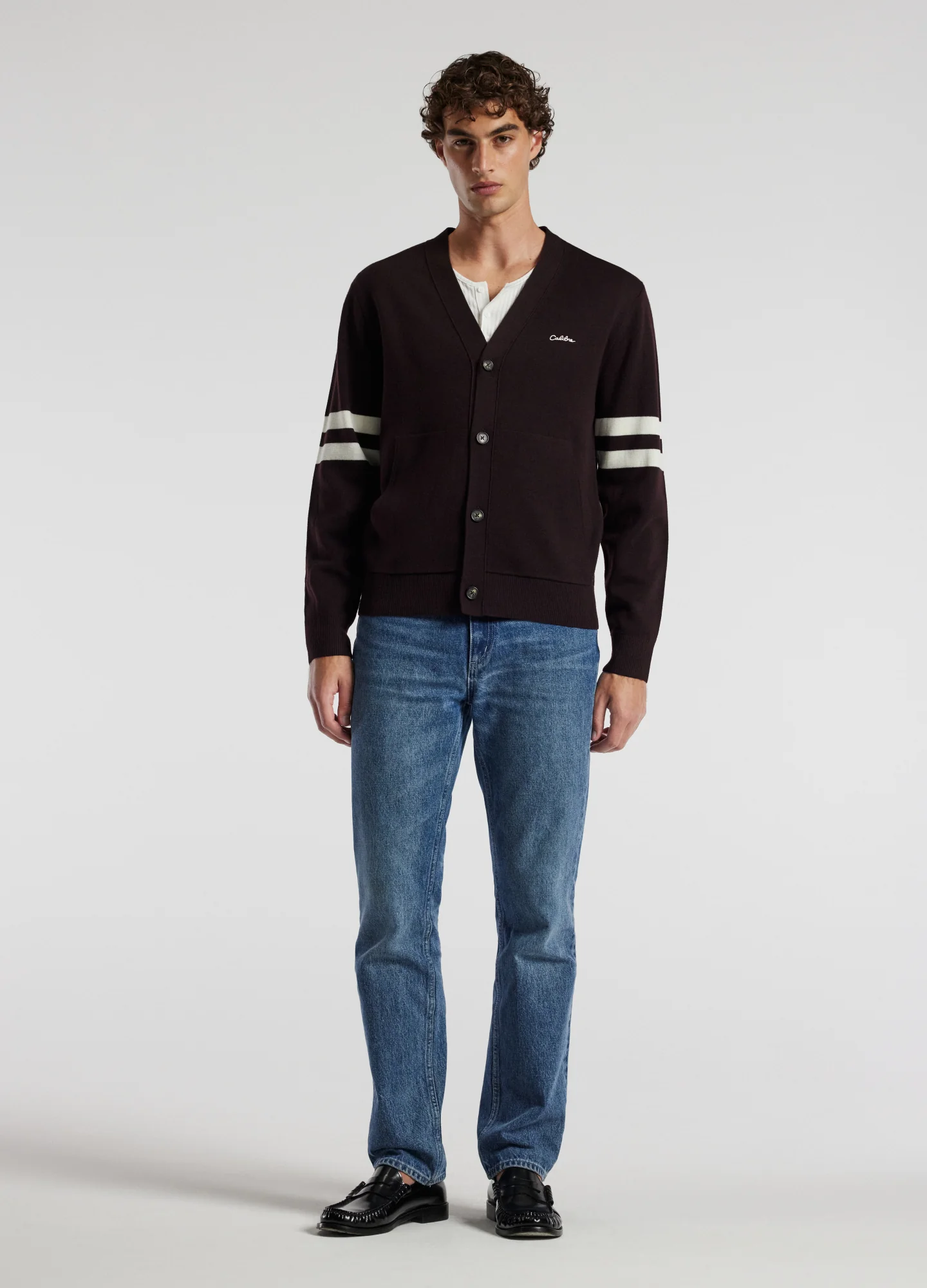 Varsity Cardigan Aubergine - Image 3