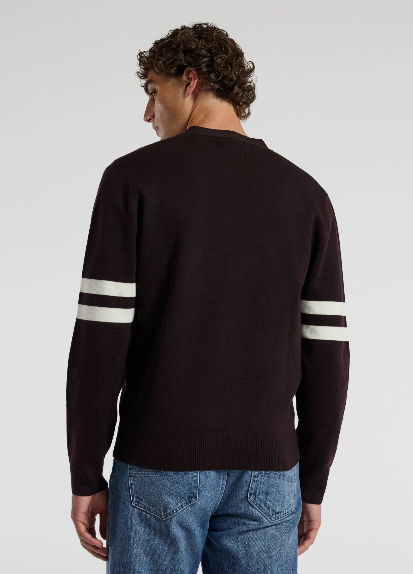 Varsity Cardigan Aubergine - Image 5