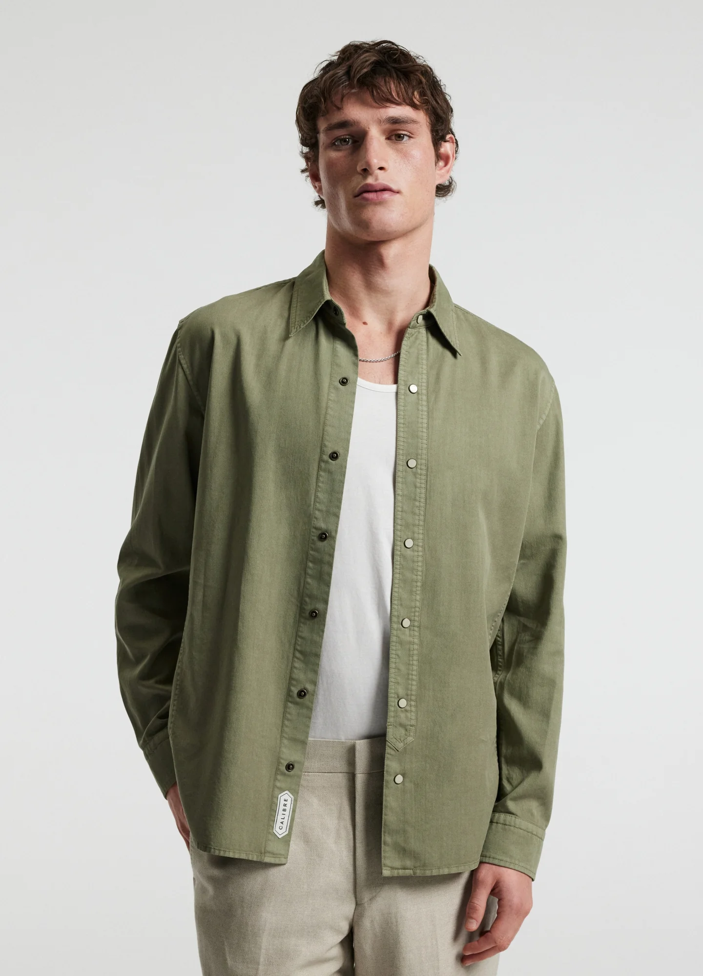 Washed Cotton Lyocell Shirt Sage - Image 3