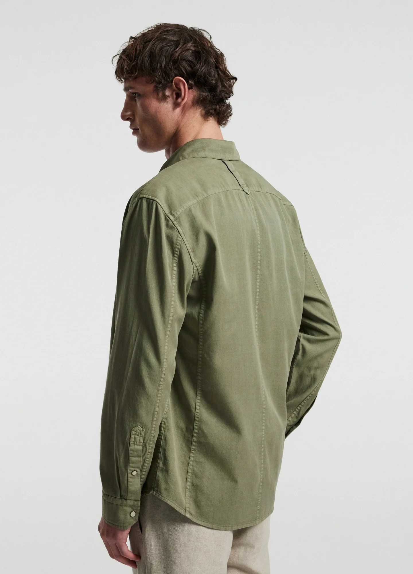 Washed Cotton Lyocell Shirt Sage - Image 5