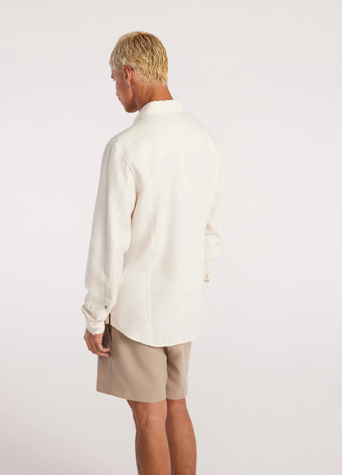 Washed Linen Button Down Shirt Cream - Image 5