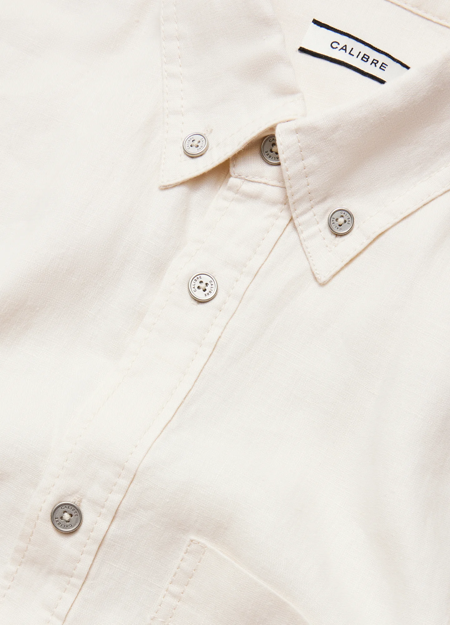 Washed Linen Button Down Shirt Cream - Image 6